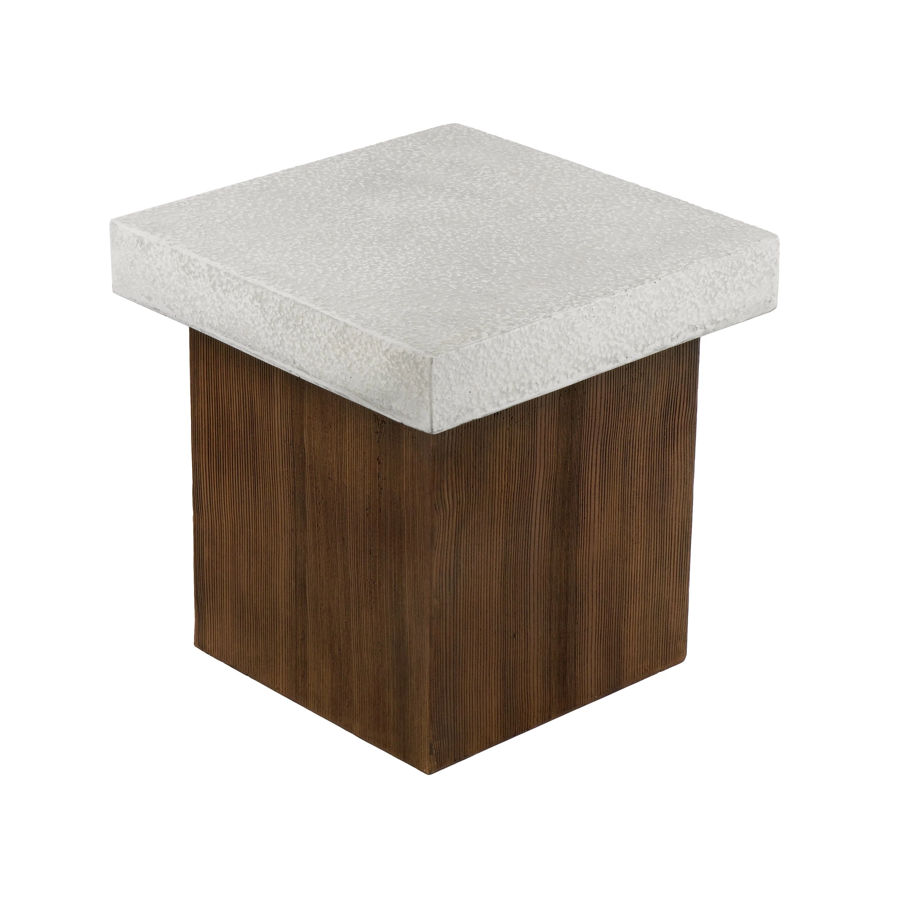 MGO Square Side Table with Faux Stone Top and Wood Frame - Image 6