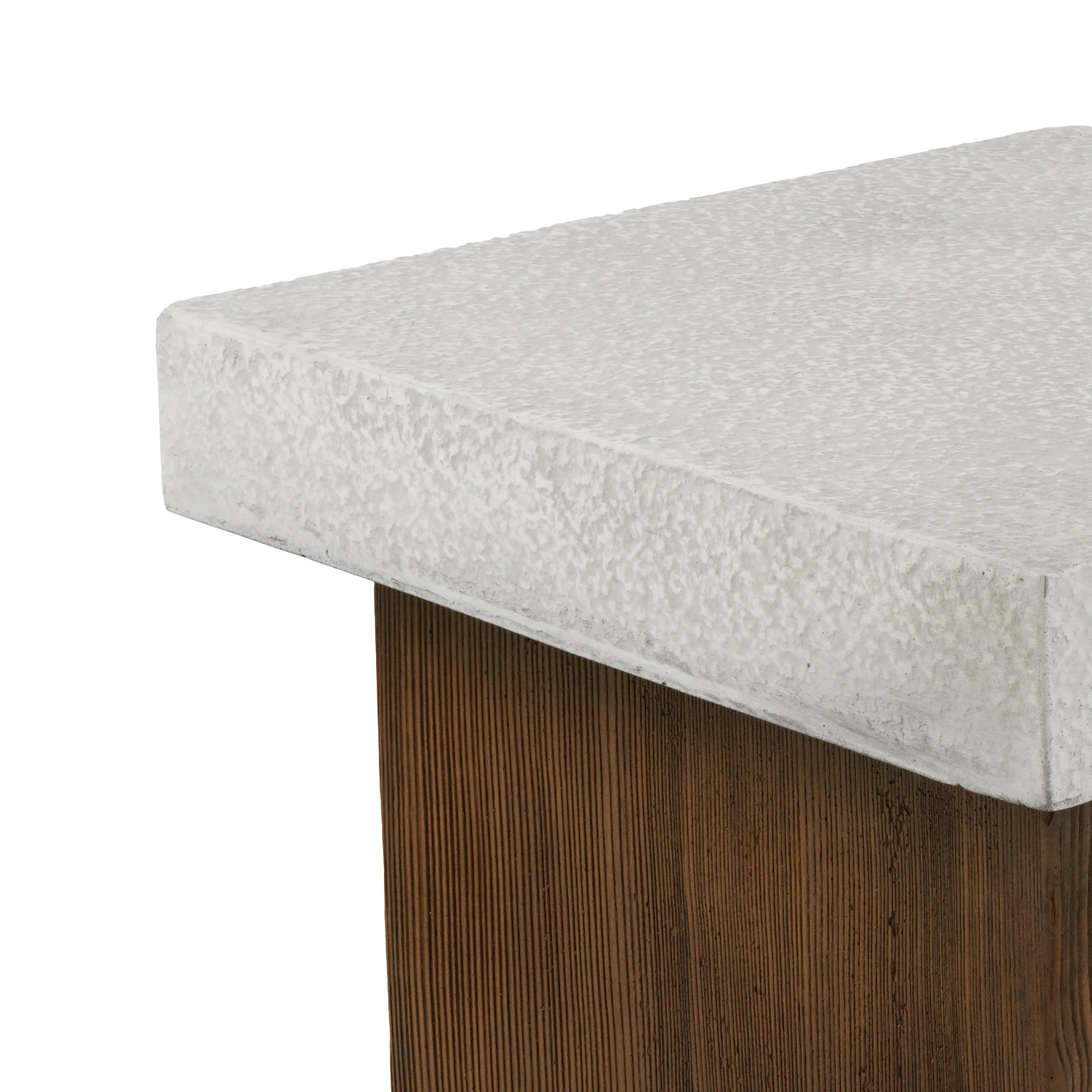 MGO Square Side Table with Faux Stone Top and Wood Frame - Image 7