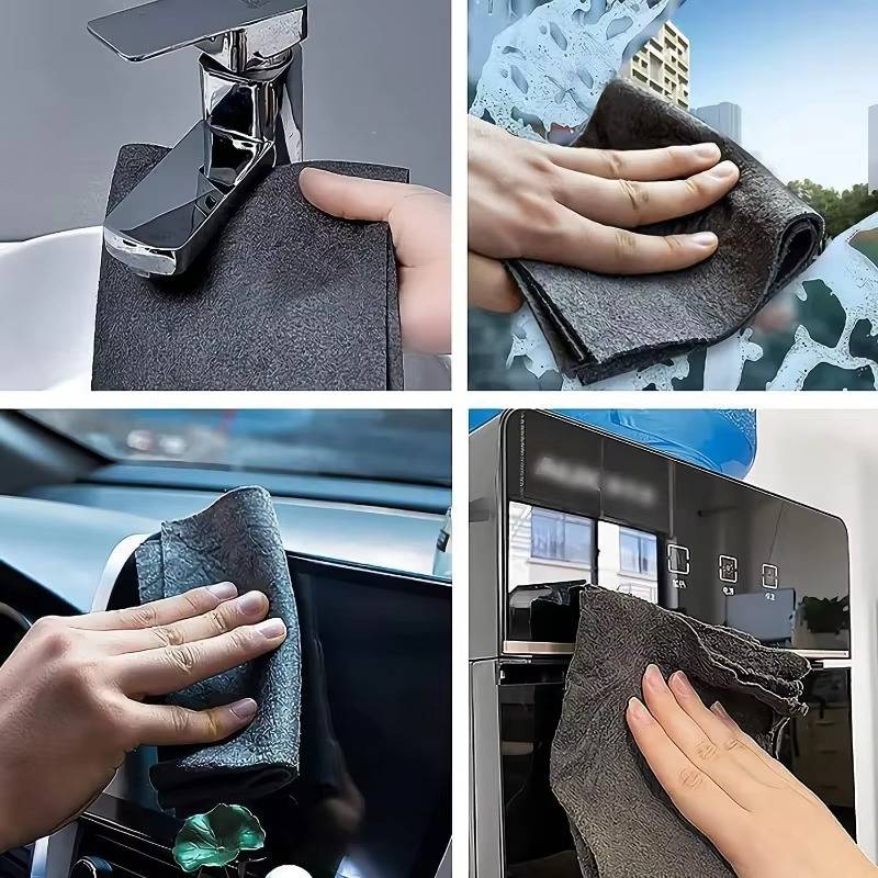 Microfiber Cleaning Cloths 10 Pack Lint Free Reusable Towels for Car Kitchen Glass - Image 2