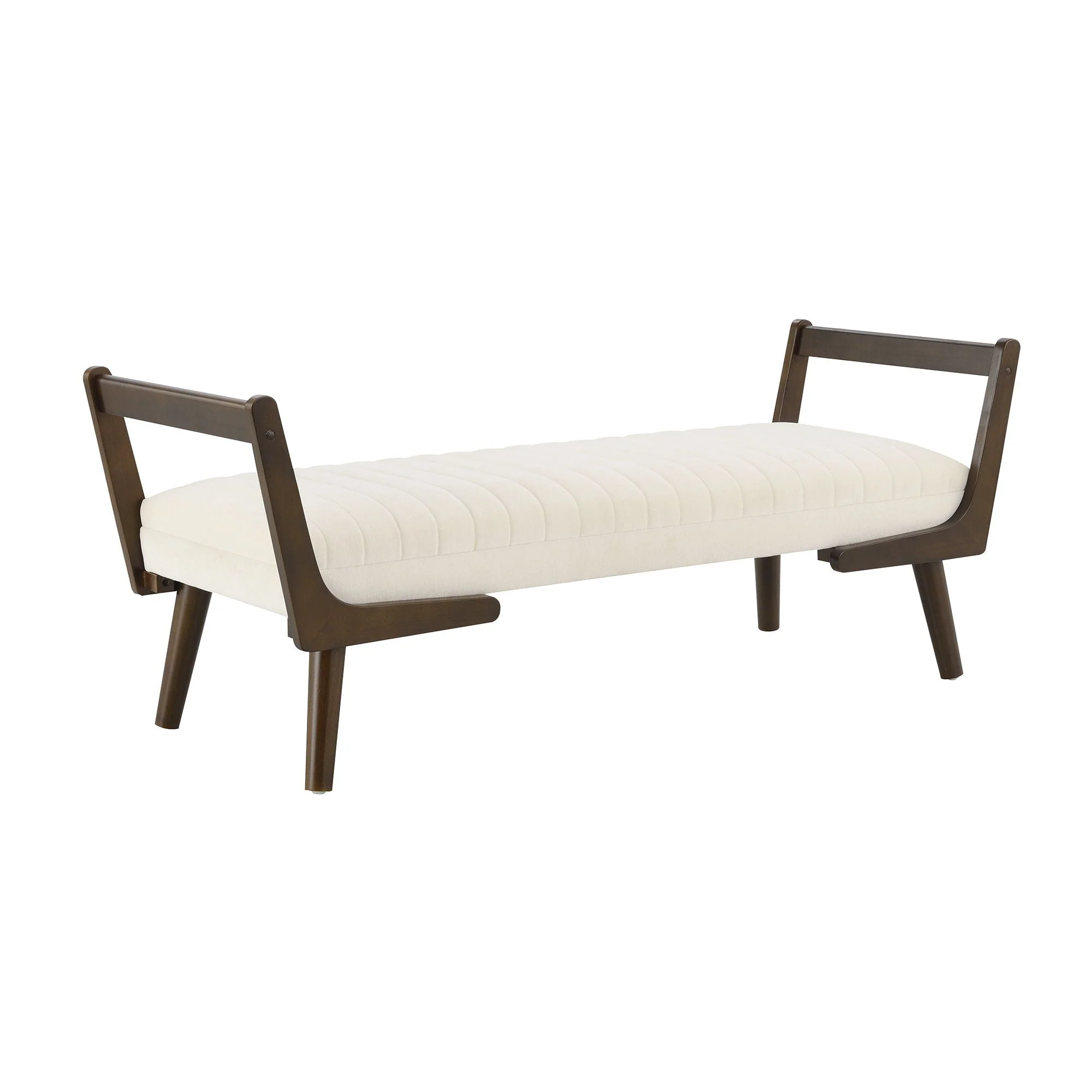 Mid-Century Bench With Wood Legs - Image 2