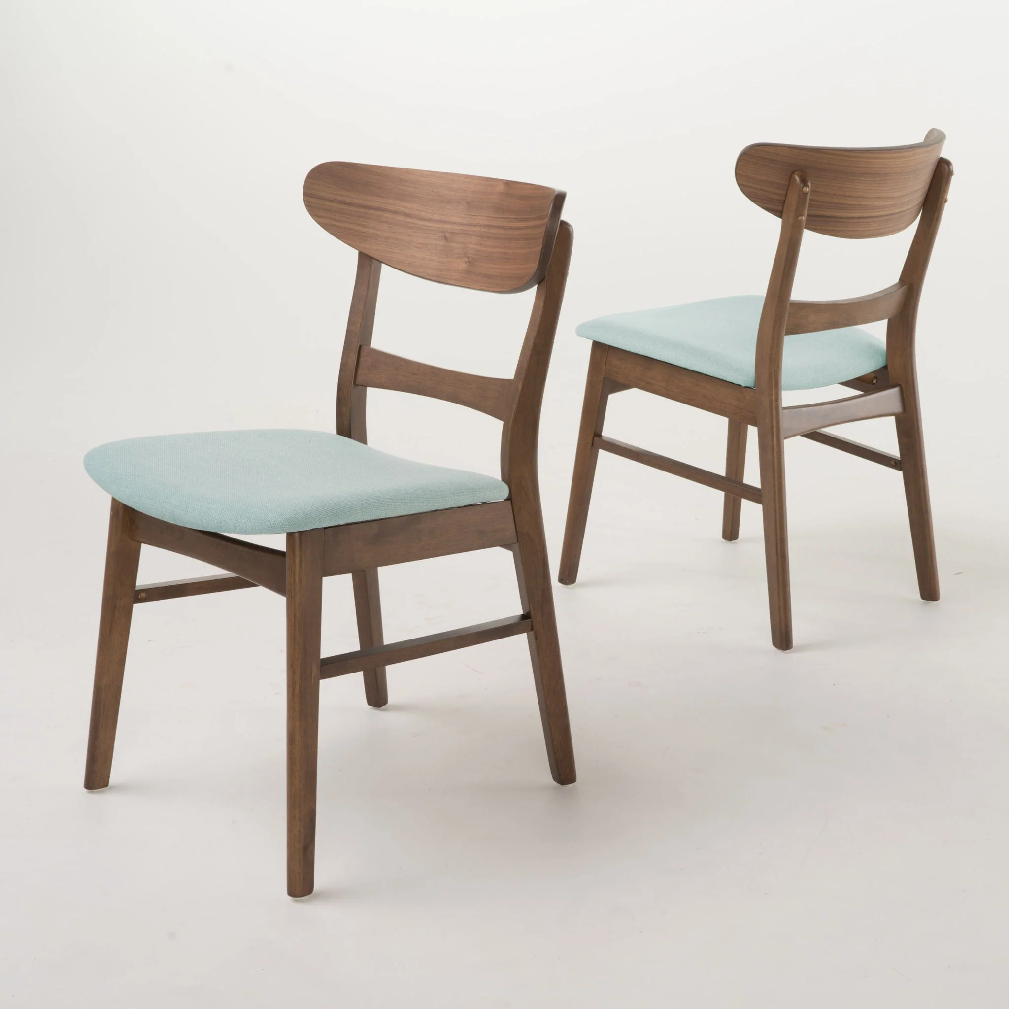 Mid Century Dining Chairs with Cushioned Seats and Wood Frame (Set of 2) - Image 2