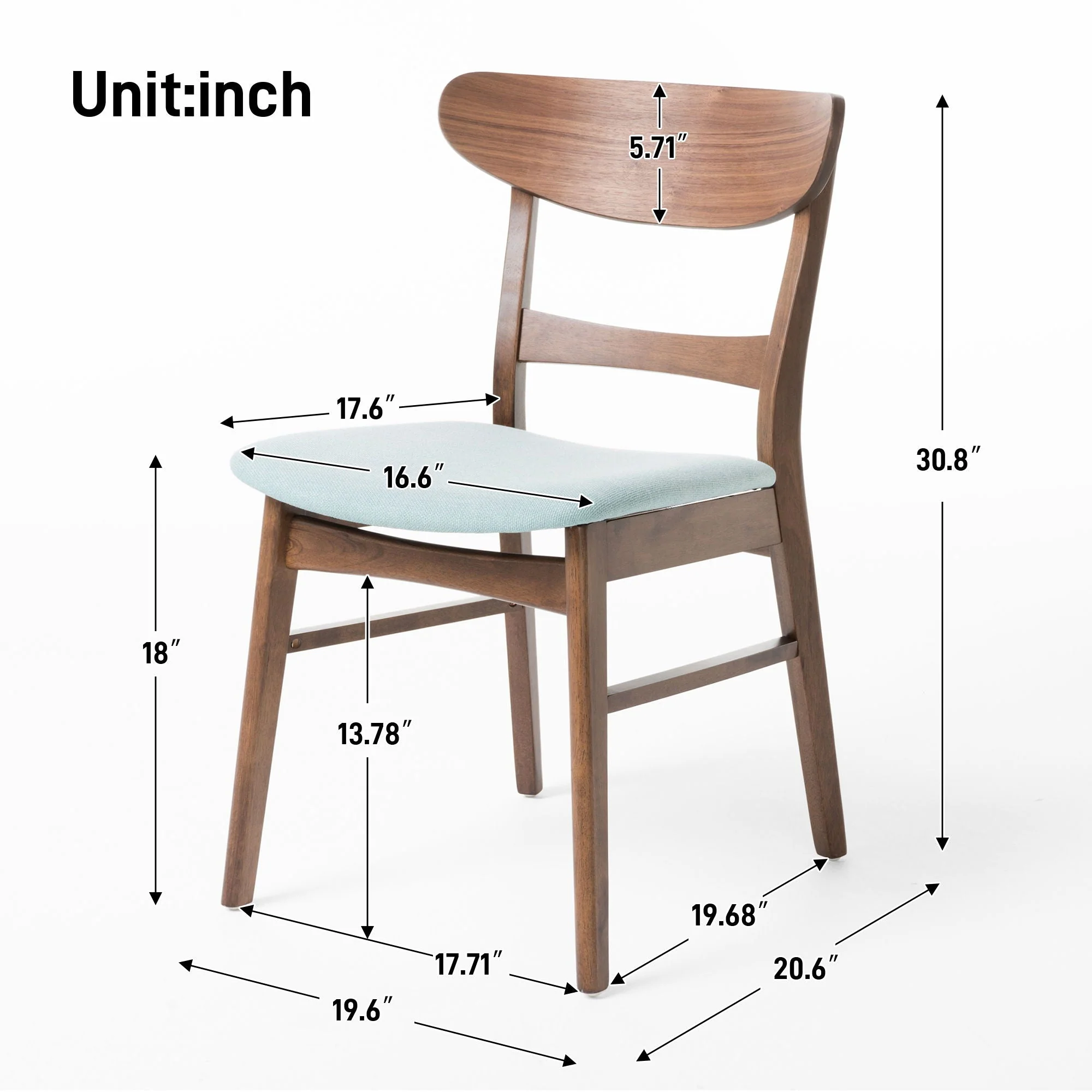 Mid Century Dining Chairs with Cushioned Seats and Wood Frame (Set of 2) - Image 4