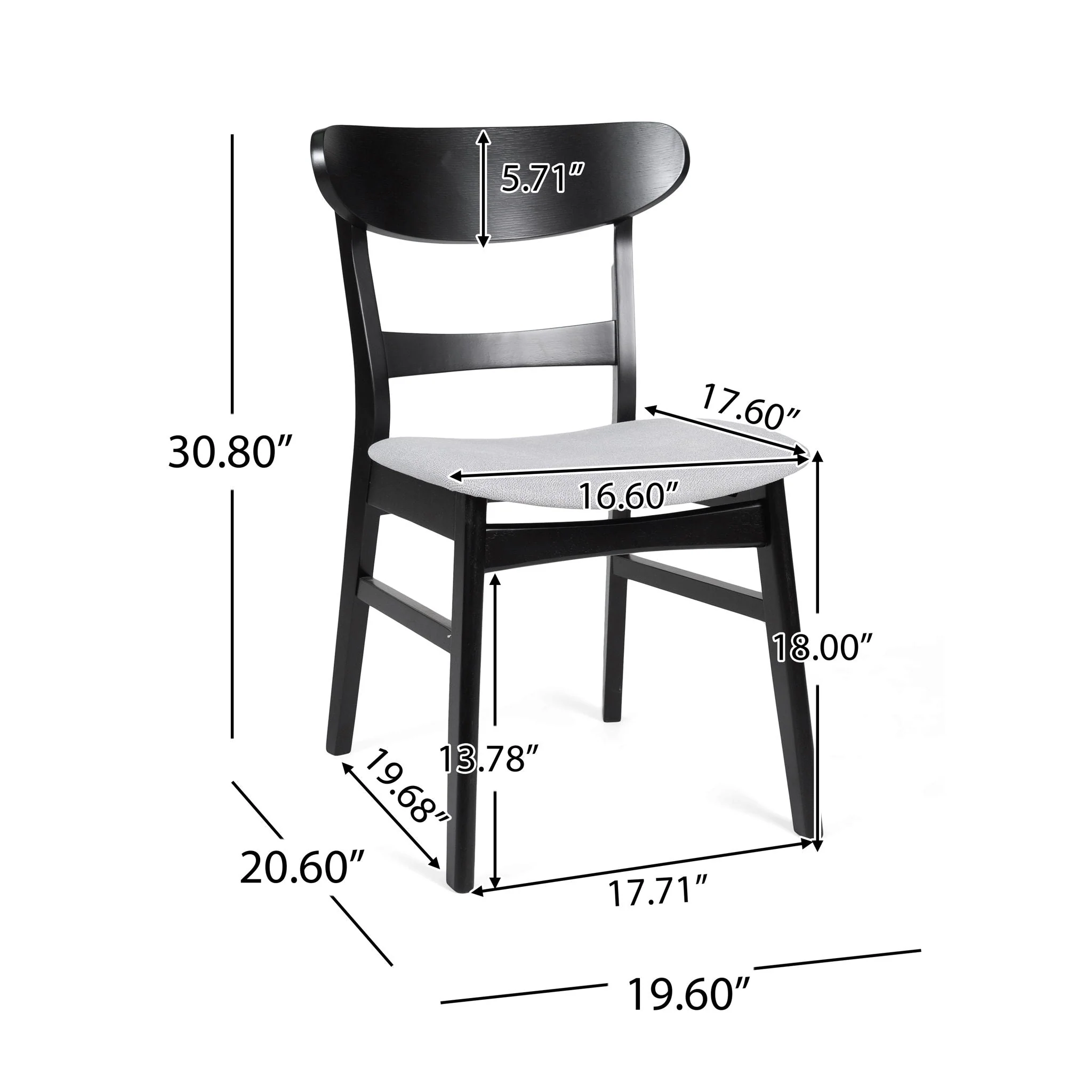 Mid Century Dining Chairs with Cushioned Seats and Wood Frame (Set of 2) - Image 6