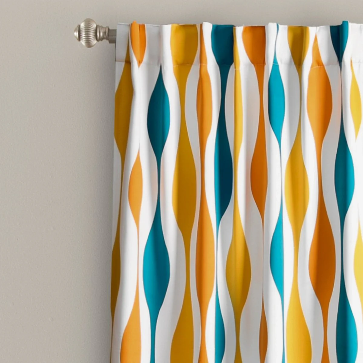 Mid Century Geo Light Filtering Window Curtain Panel Set - Image 11