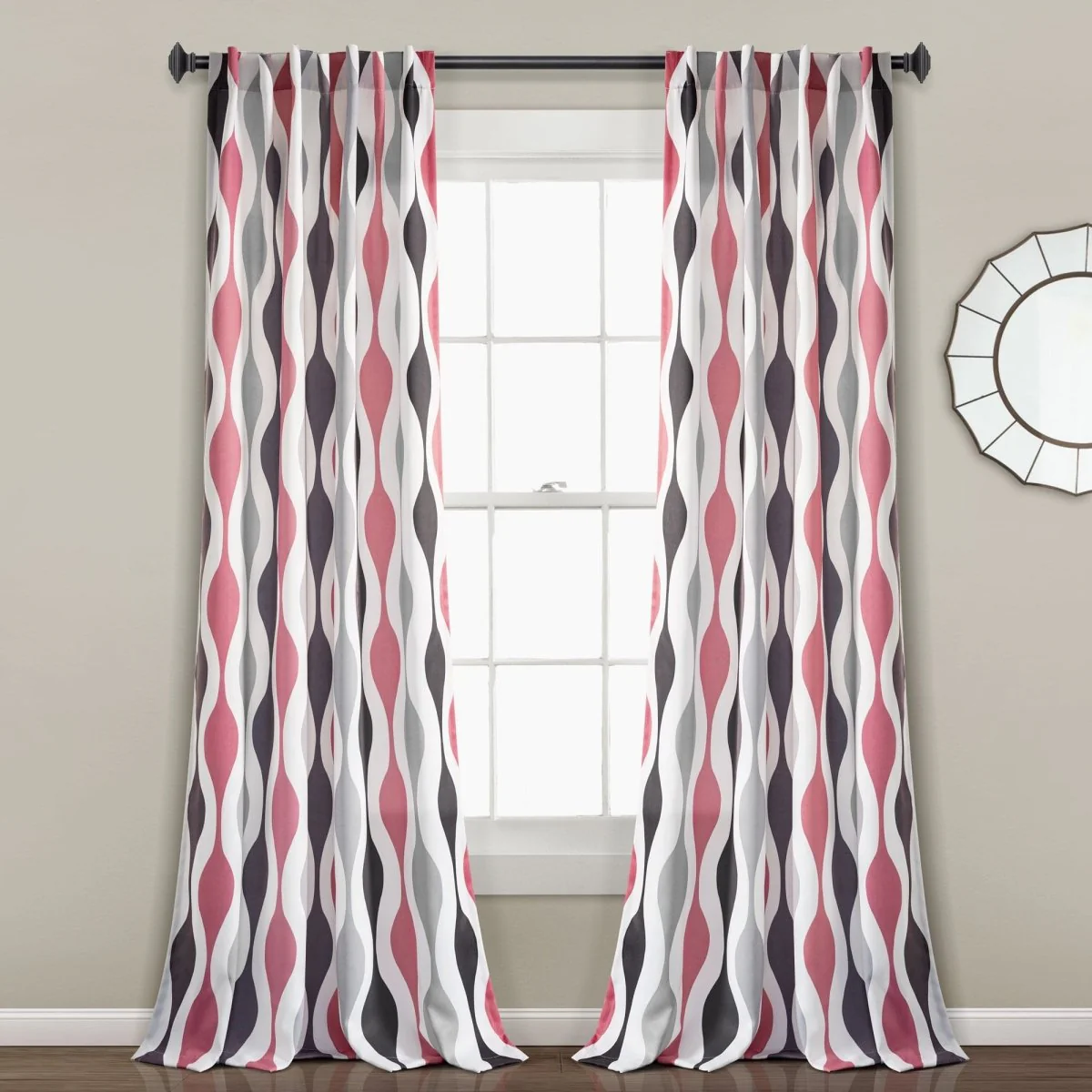 Mid Century Geo Light Filtering Window Curtain Panel Set - Image 28