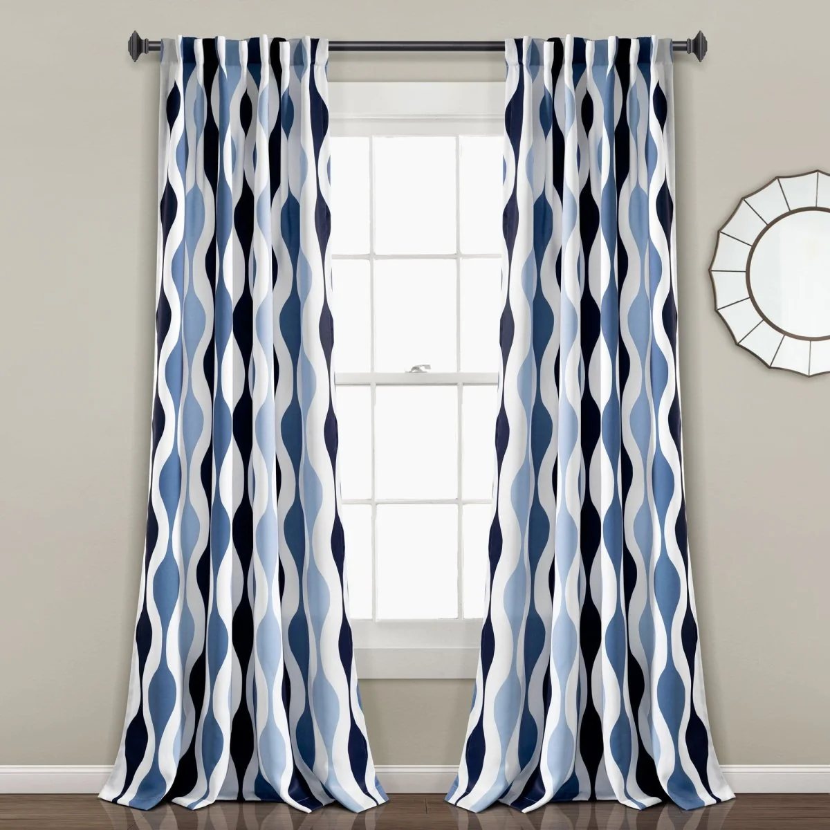 Mid Century Geo Light Filtering Window Curtain Panel Set - Image 33