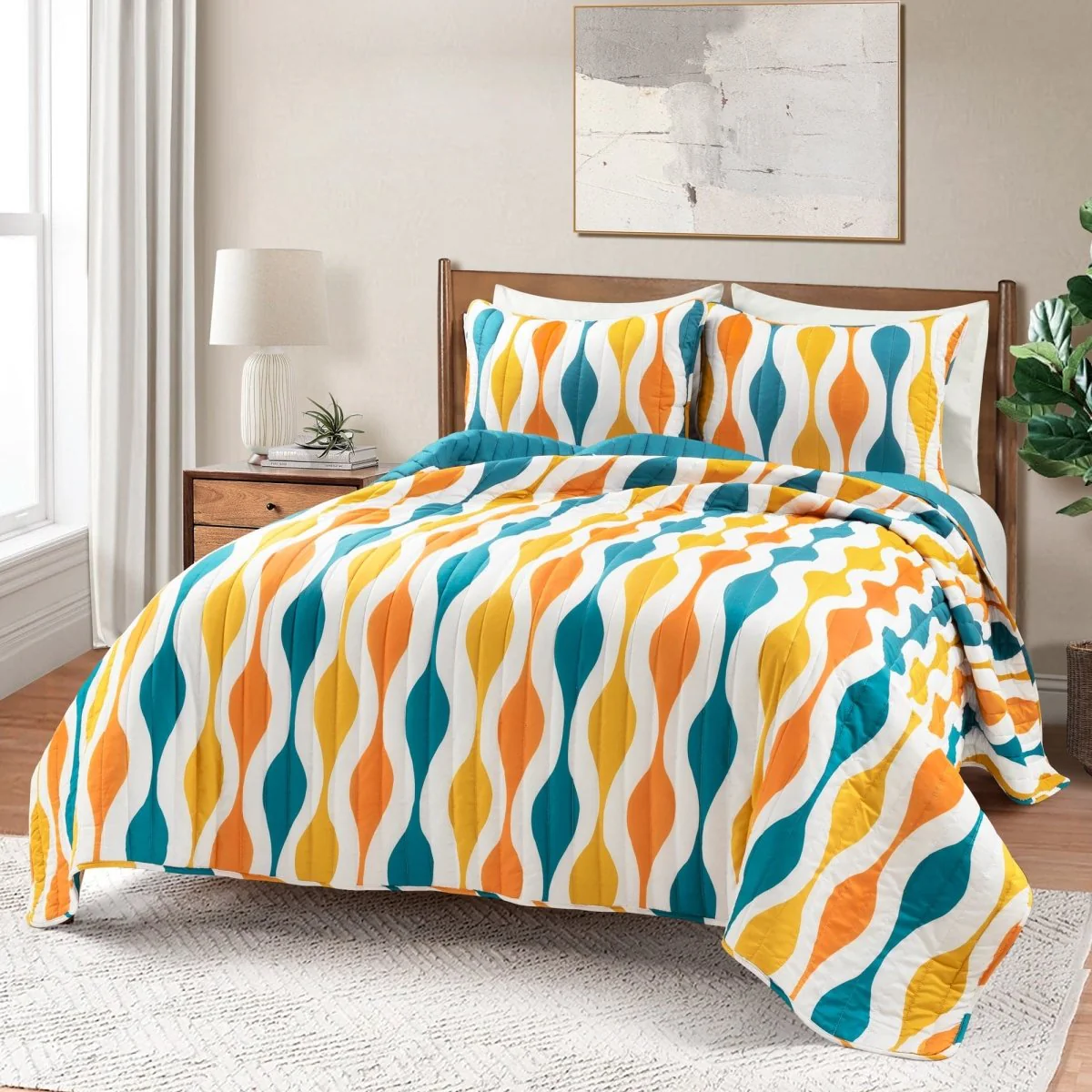Mid Century Geo Reversible Quilt 3 Piece Set - Image 15