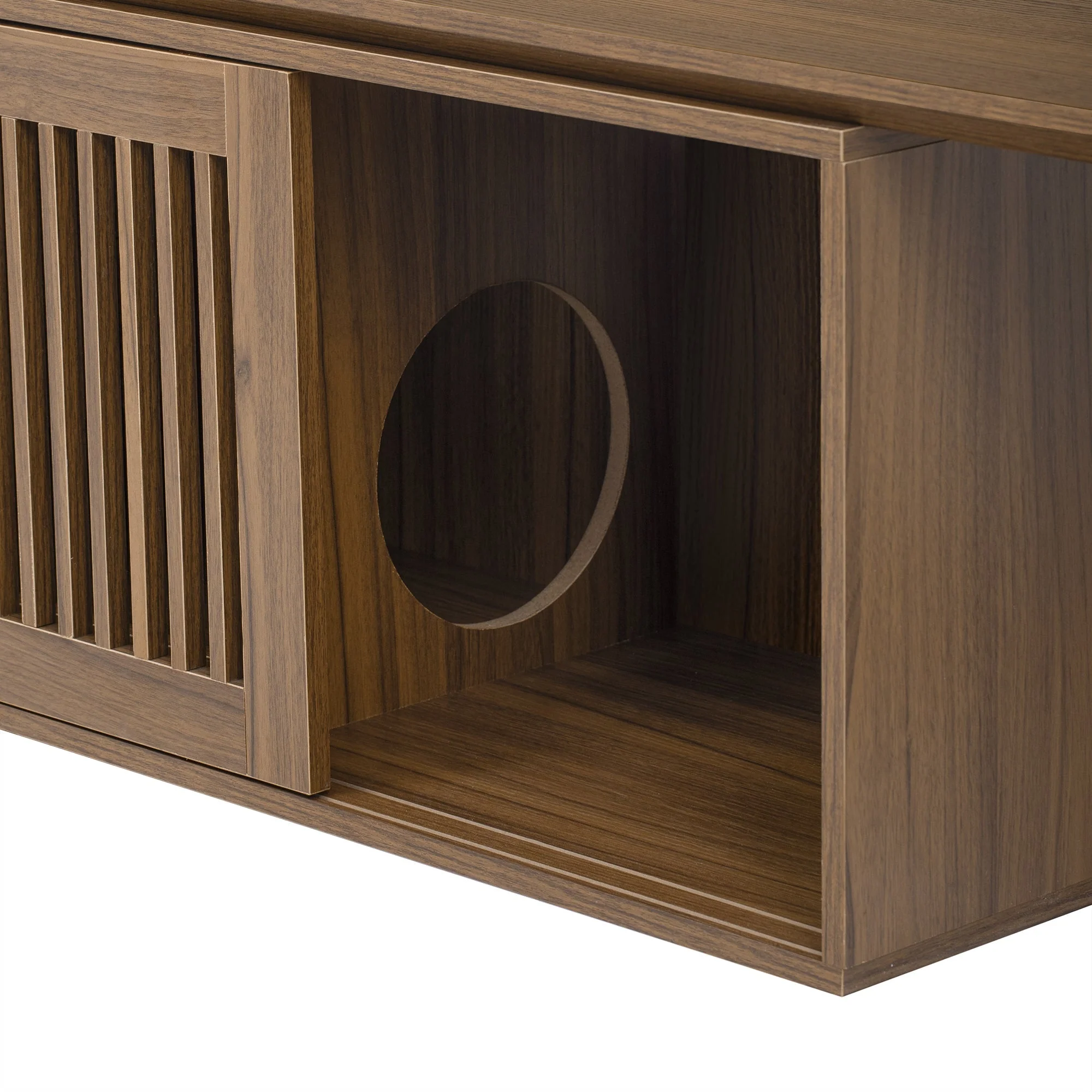 Mid-Century Modern 2-in-1 Extendable Walnut TV Stand - Image 11