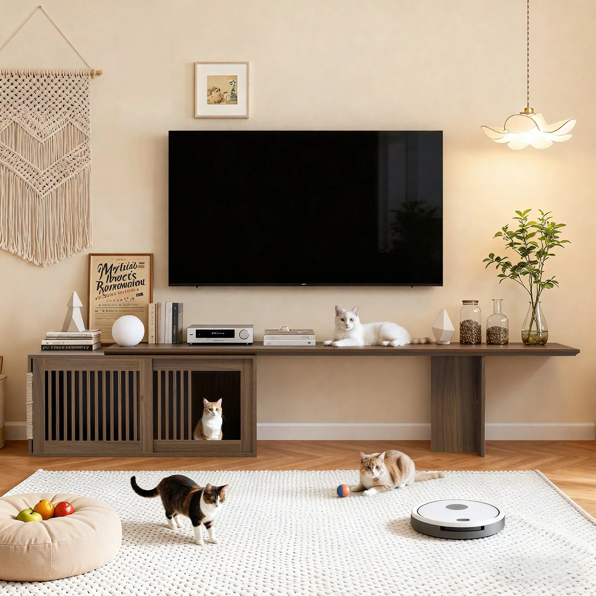 Mid-Century Modern 2-in-1 Extendable Walnut TV Stand - Image 20