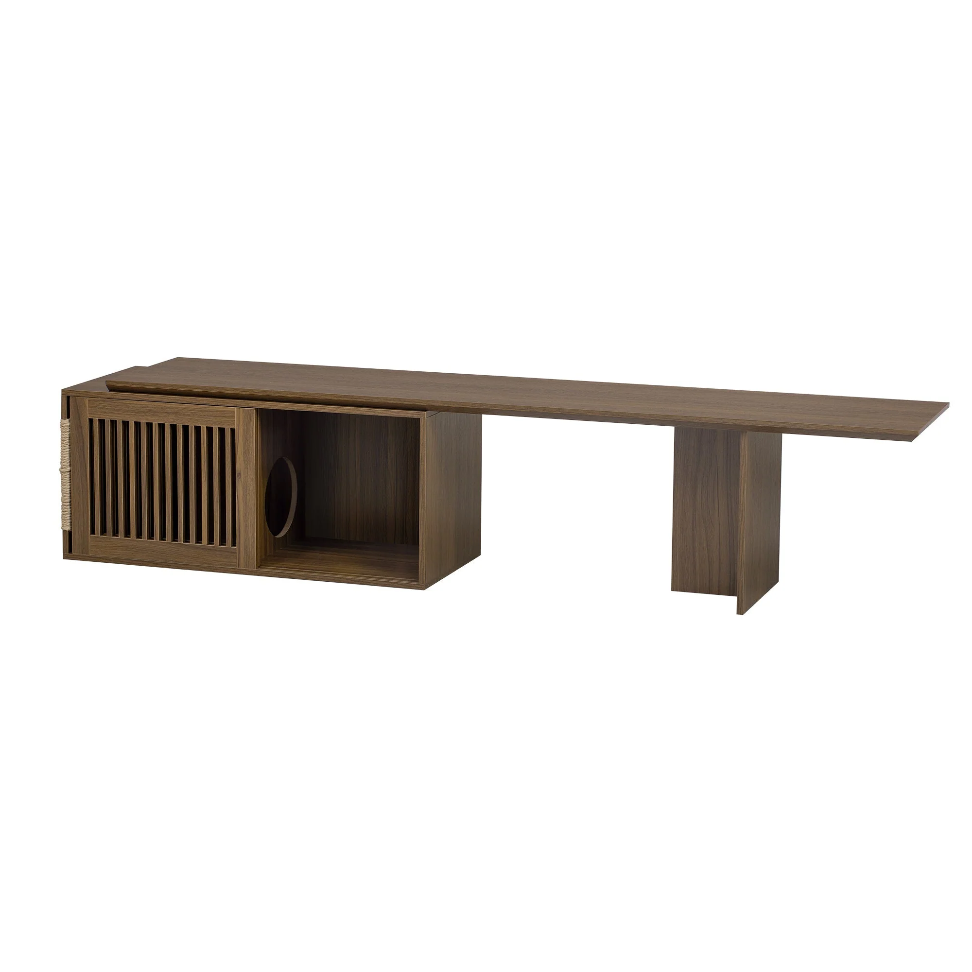 Mid-Century Modern 2-in-1 Extendable Walnut TV Stand - Image 7