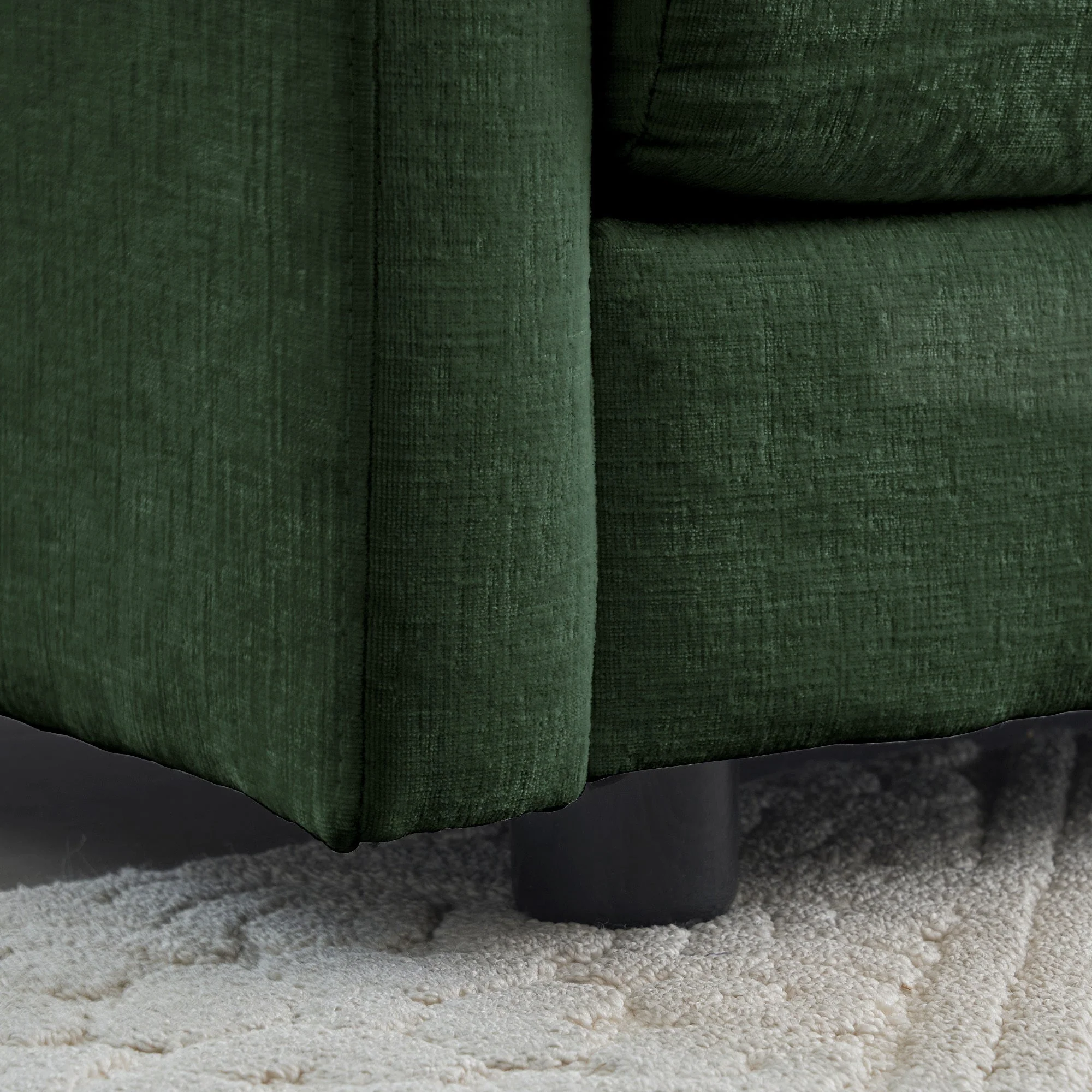 Mid-Century Modern 3-Seater Sofa with Green Chenille Upholstery - Image 10