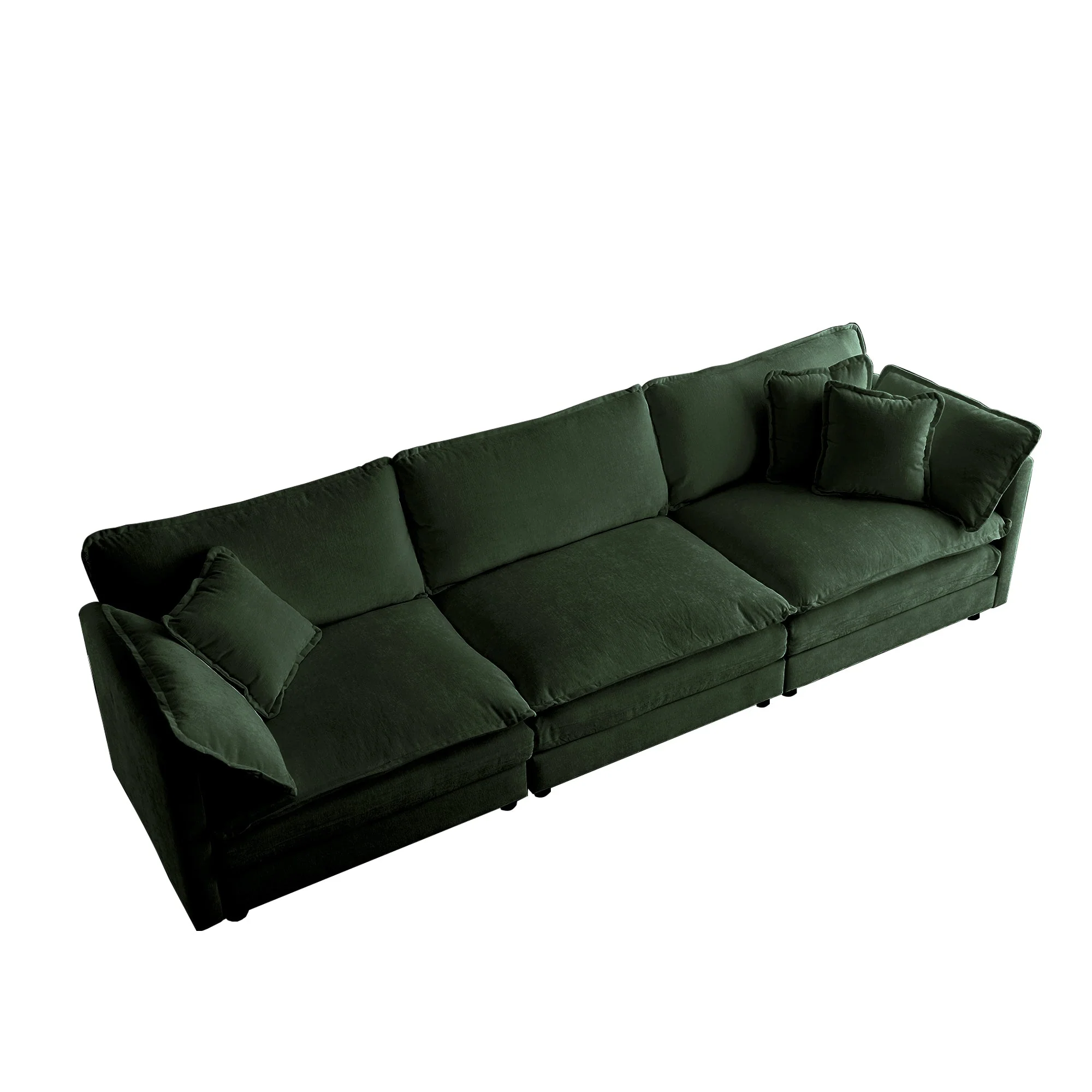 Mid-Century Modern 3-Seater Sofa with Green Chenille Upholstery - Image 3