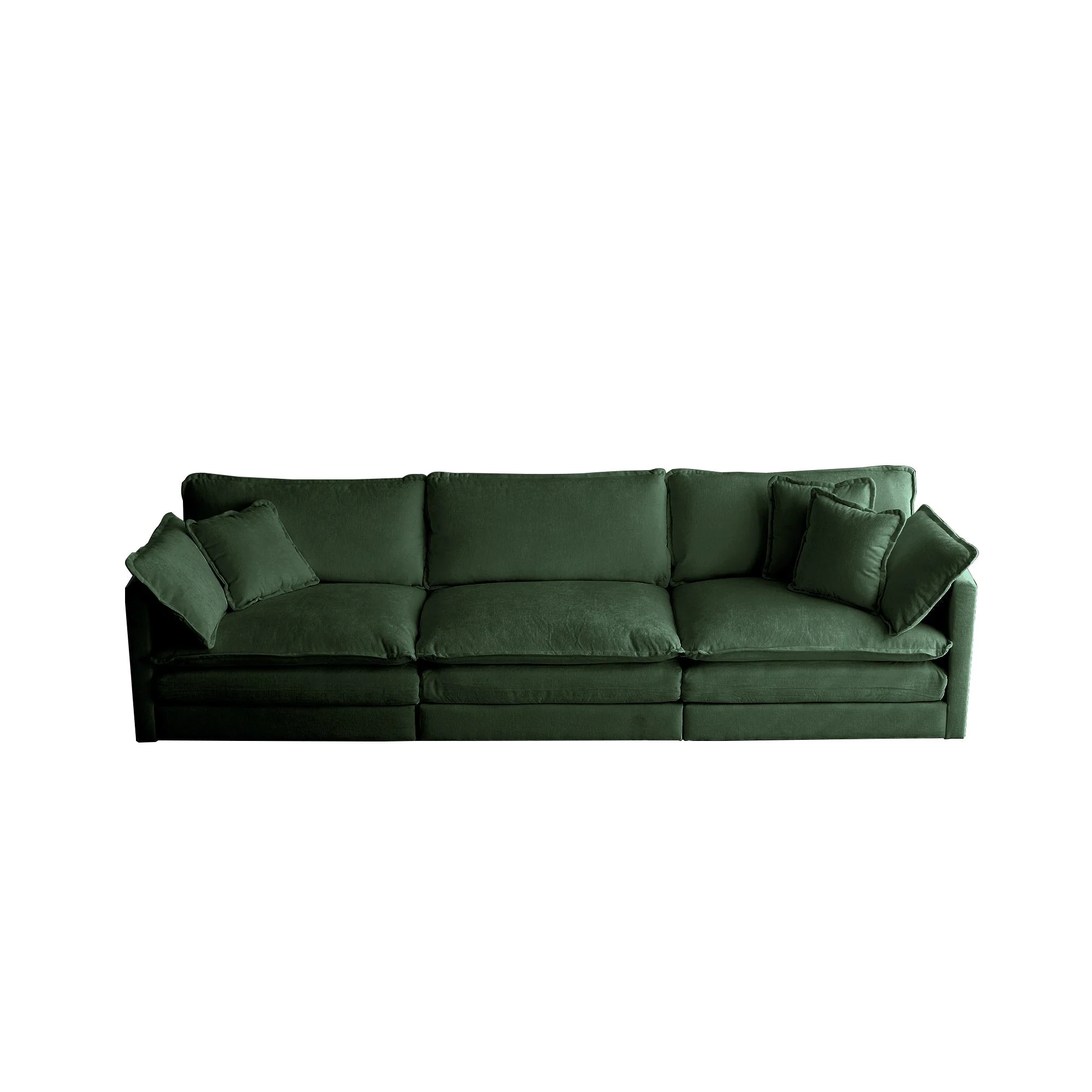 Mid-Century Modern 3-Seater Sofa with Green Chenille Upholstery - Image 4