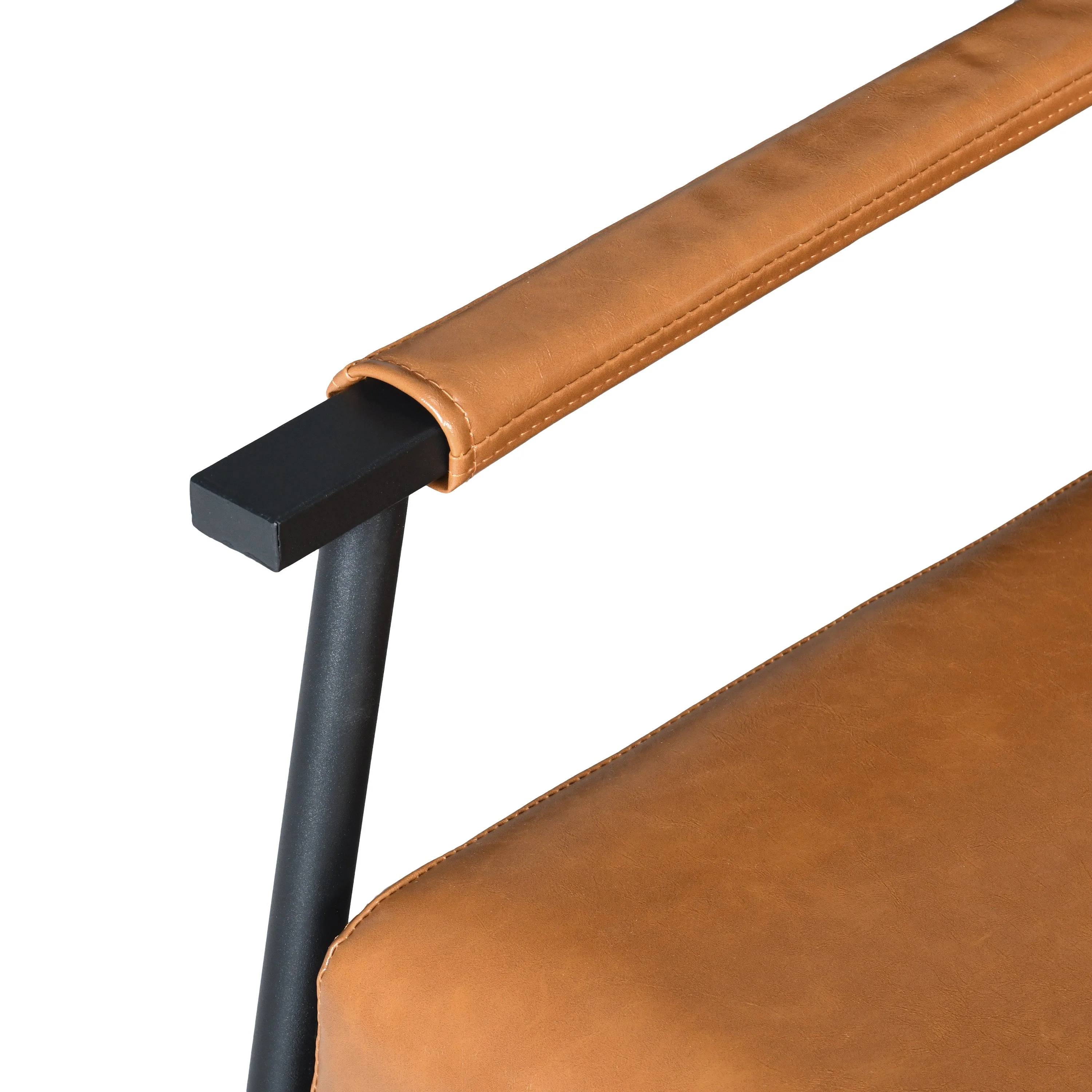 Mid-Century Modern Accent Chair with Brown Faux Leather Upholstery - Image 10