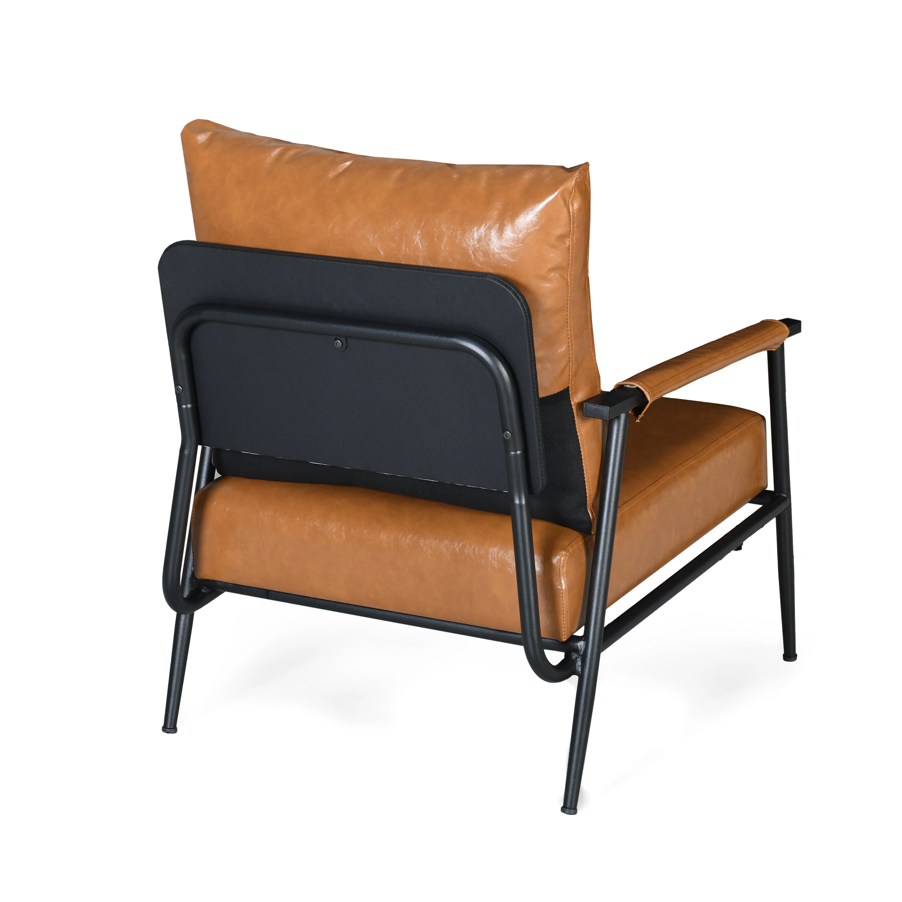 Mid-Century Modern Accent Chair with Brown Faux Leather Upholstery - Image 5