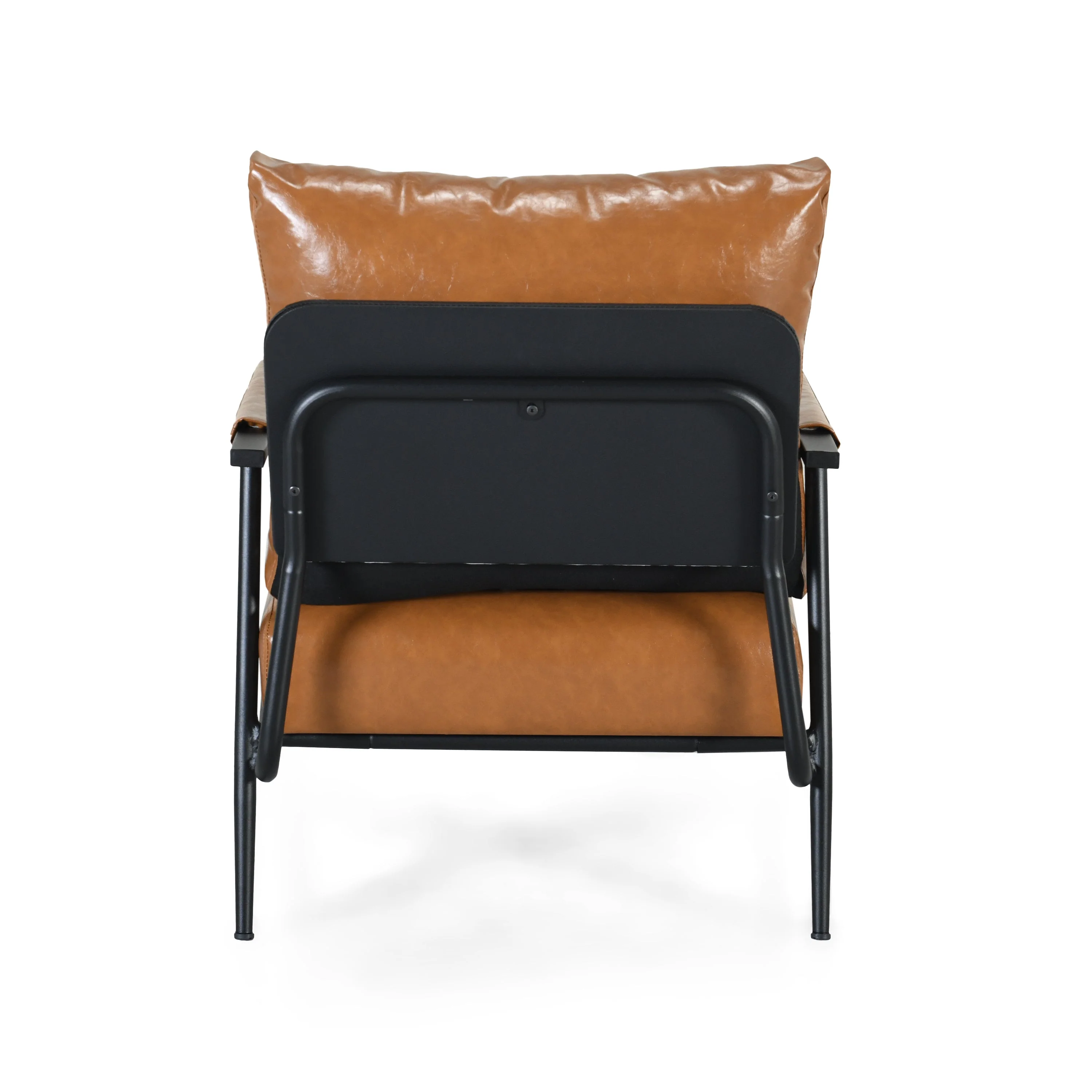 Mid-Century Modern Accent Chair with Brown Faux Leather Upholstery - Image 6