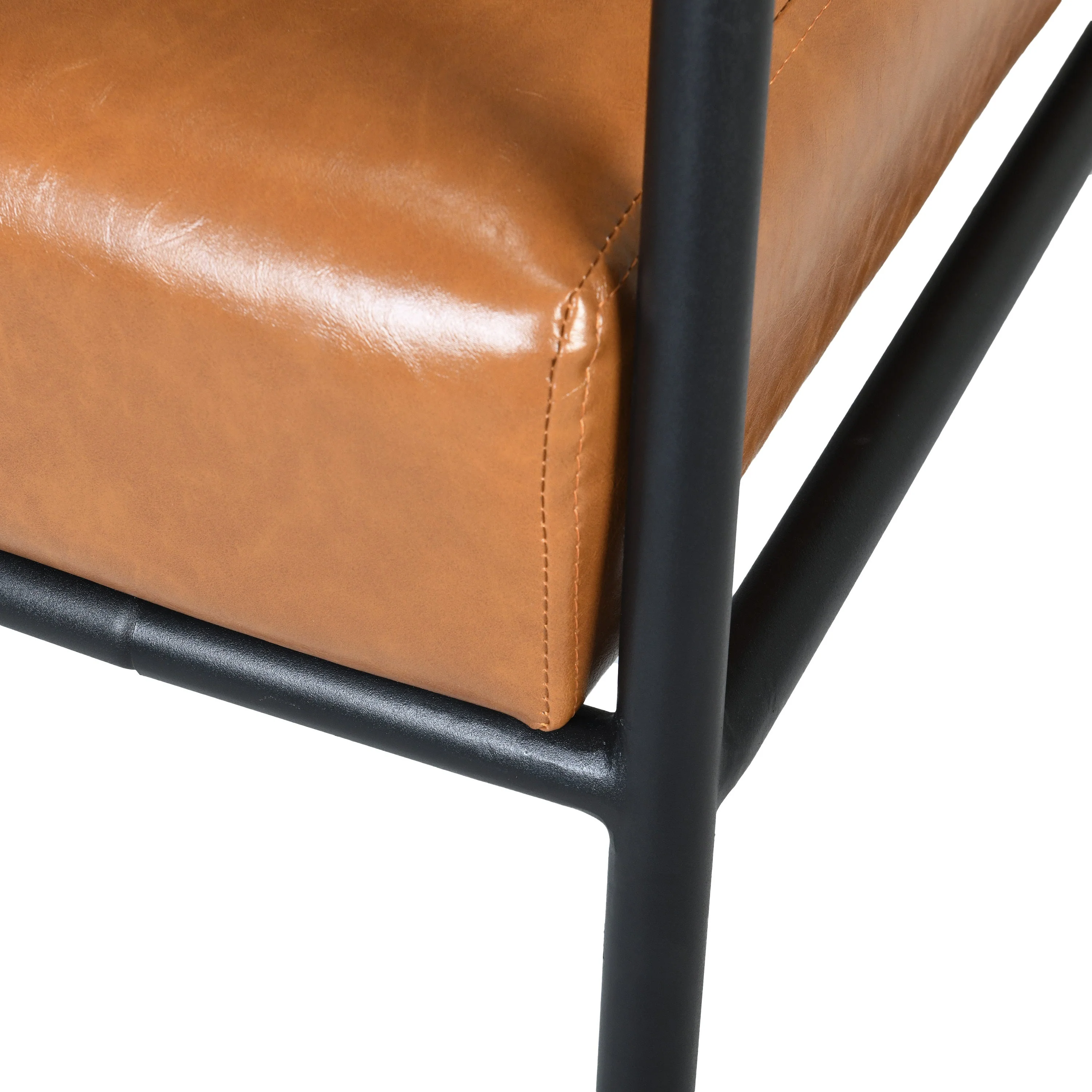 Mid-Century Modern Accent Chair with Brown Faux Leather Upholstery - Image 8