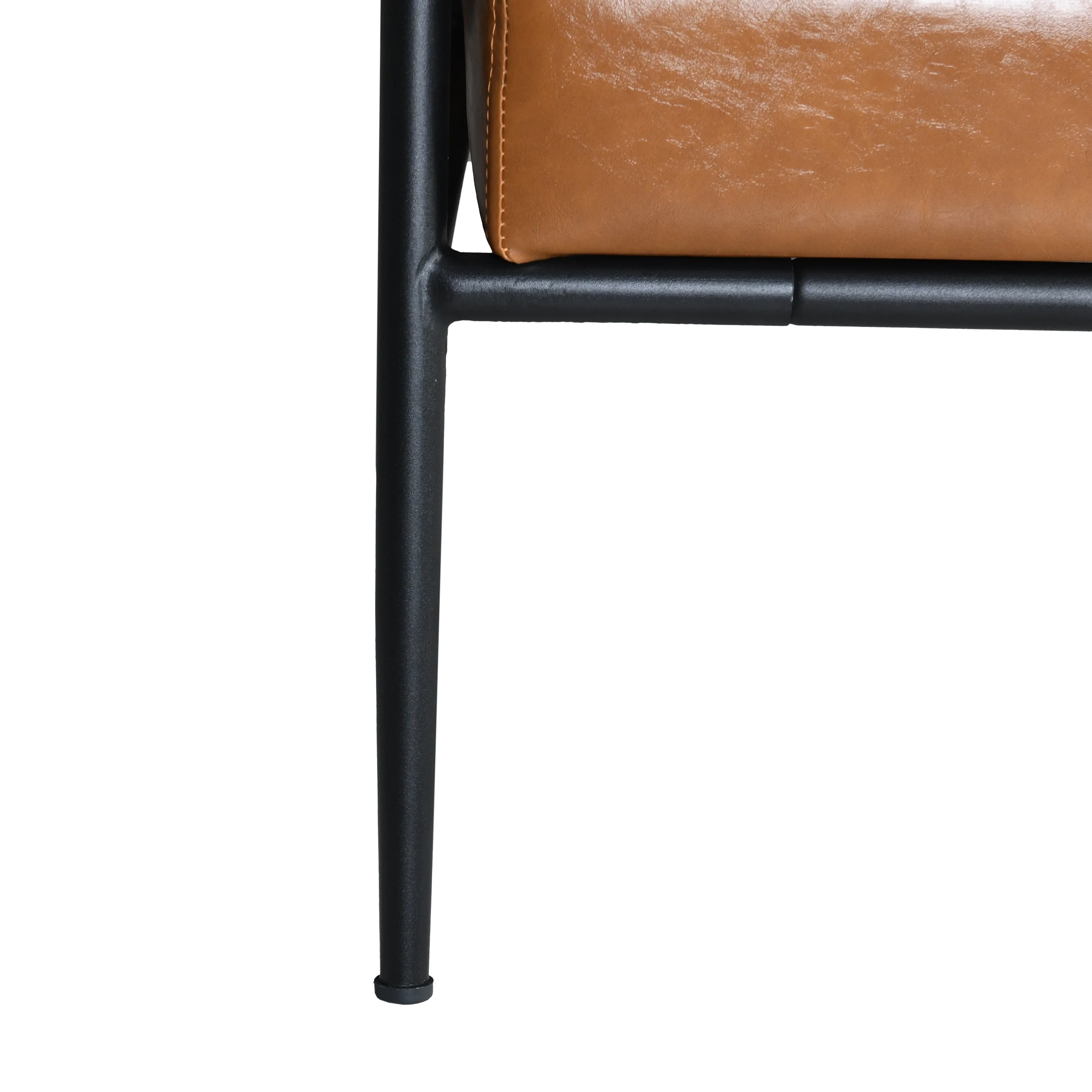 Mid-Century Modern Accent Chair with Brown Faux Leather Upholstery - Image 9