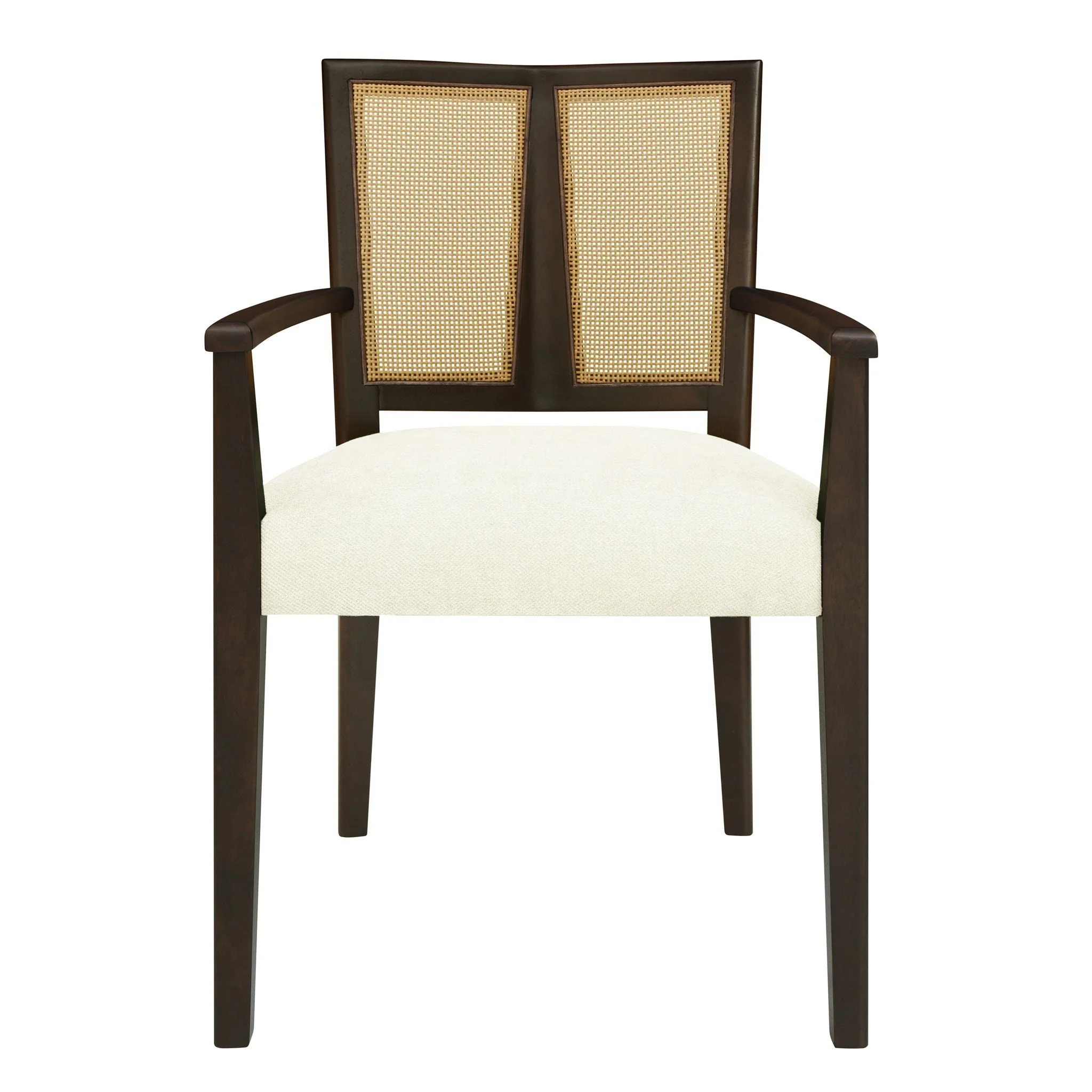 Mid Century Modern Arm Dining Chair Set With Rattan Backrest - Image 5