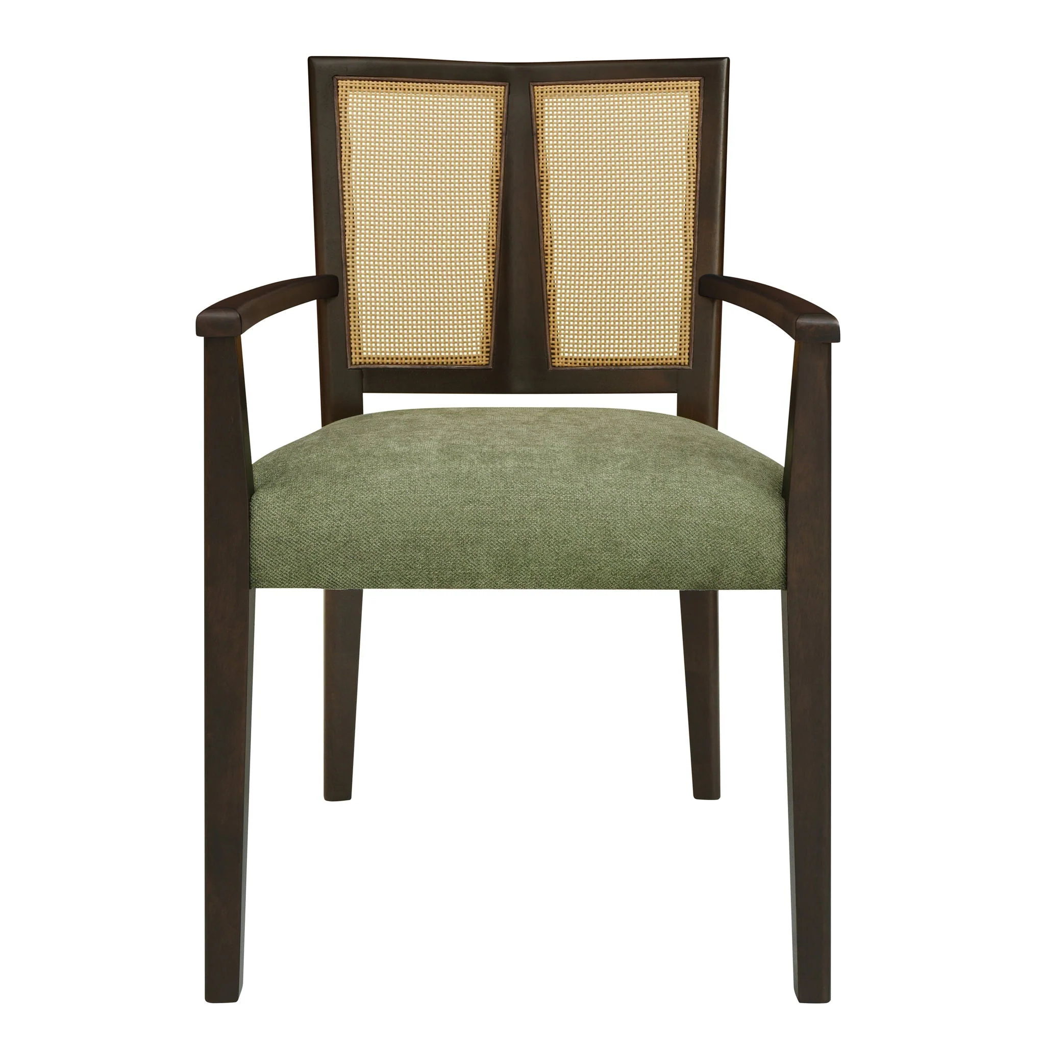 Mid Century Modern Arm Dining Chair Set With Rattan Backrest - Image 6