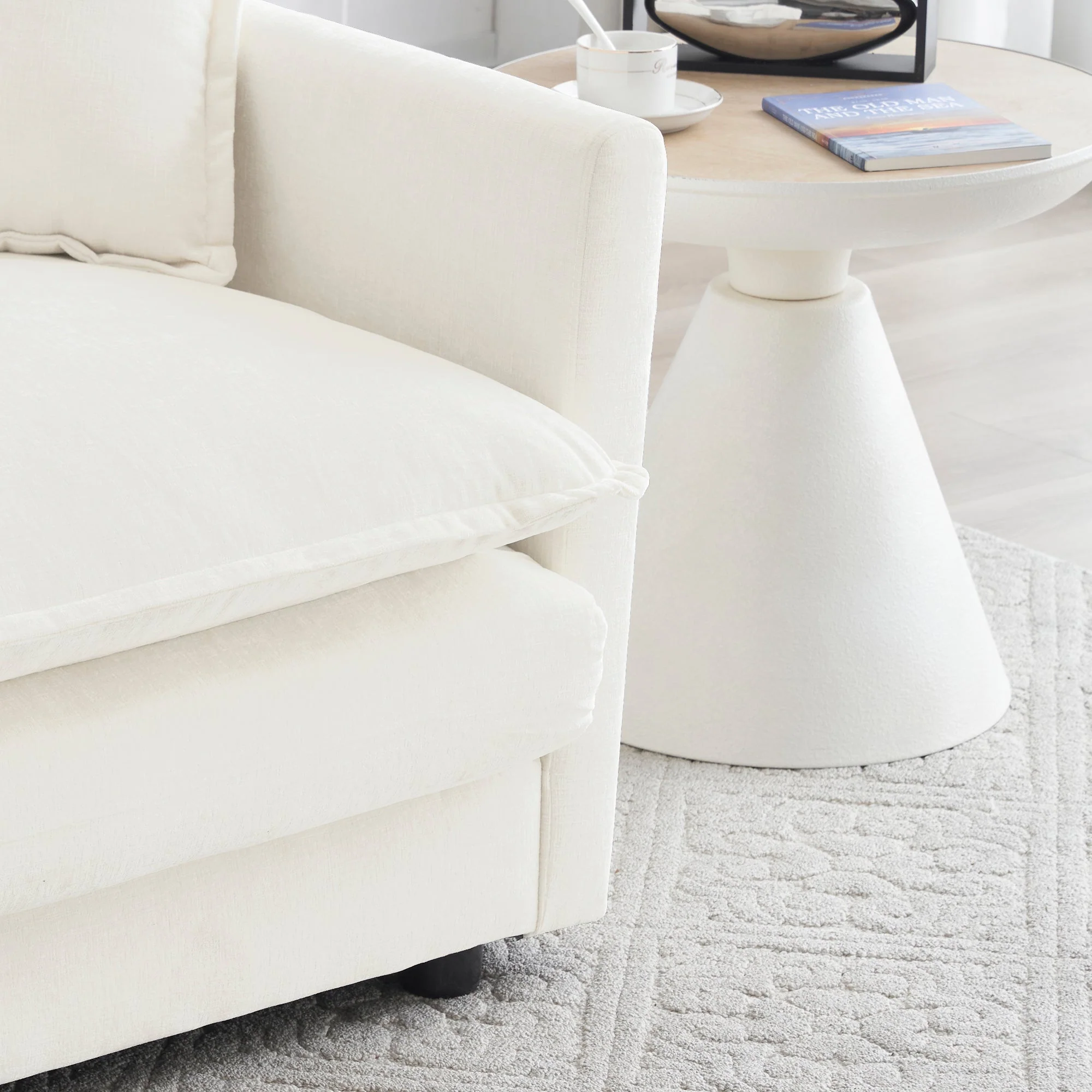 Mid-Century Modern Couch 3-Seater Sofa with Chenille Fabric - Image 3