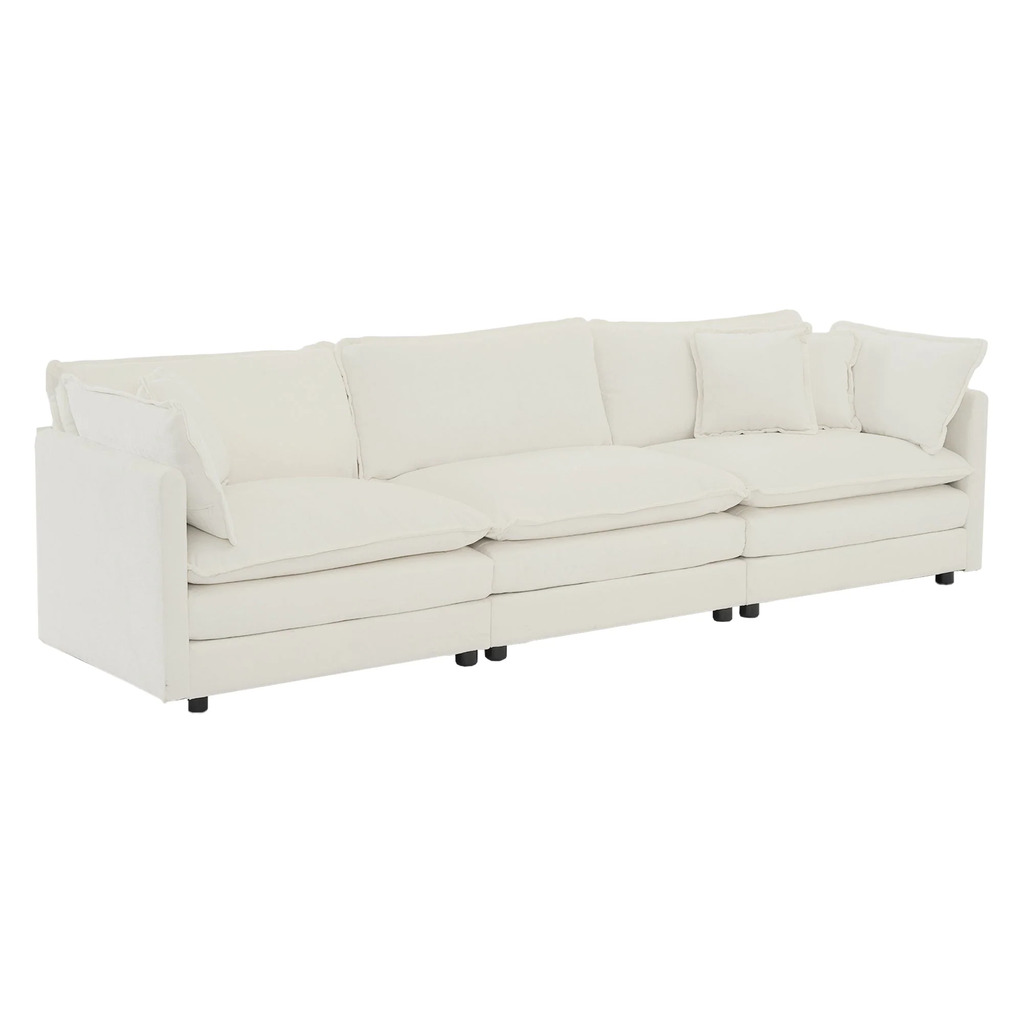 Mid-Century Modern Couch 3-Seater Sofa with Chenille Fabric - Image 8