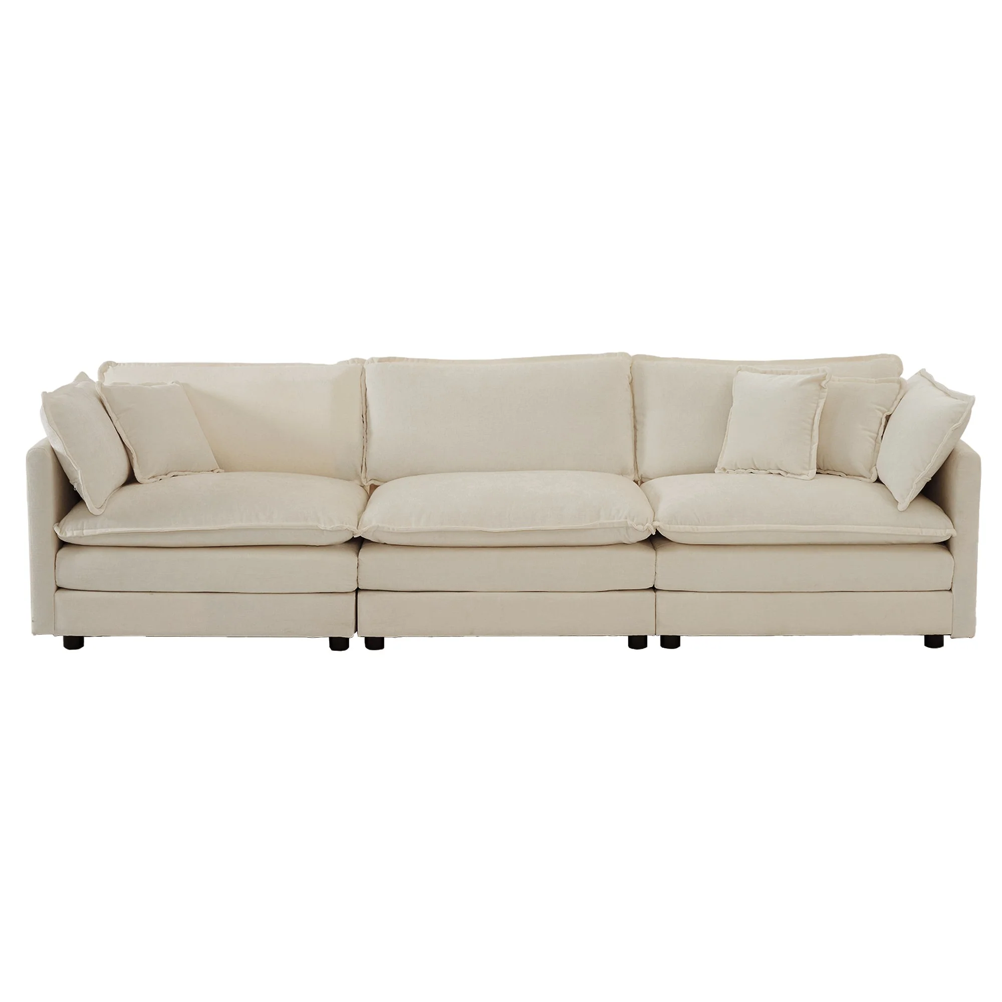 Mid-Century Modern Couch 3-Seater Sofa with Pillows - Image 8