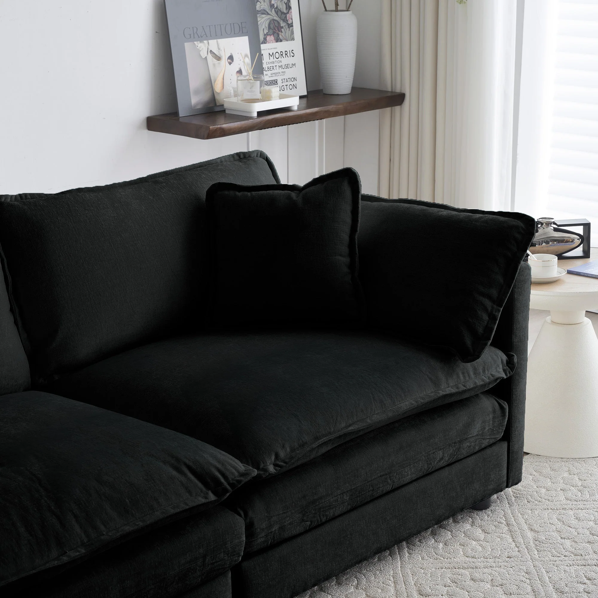 Mid-Century Modern Couch 3-Seater Sofa with Pillows - Image 6