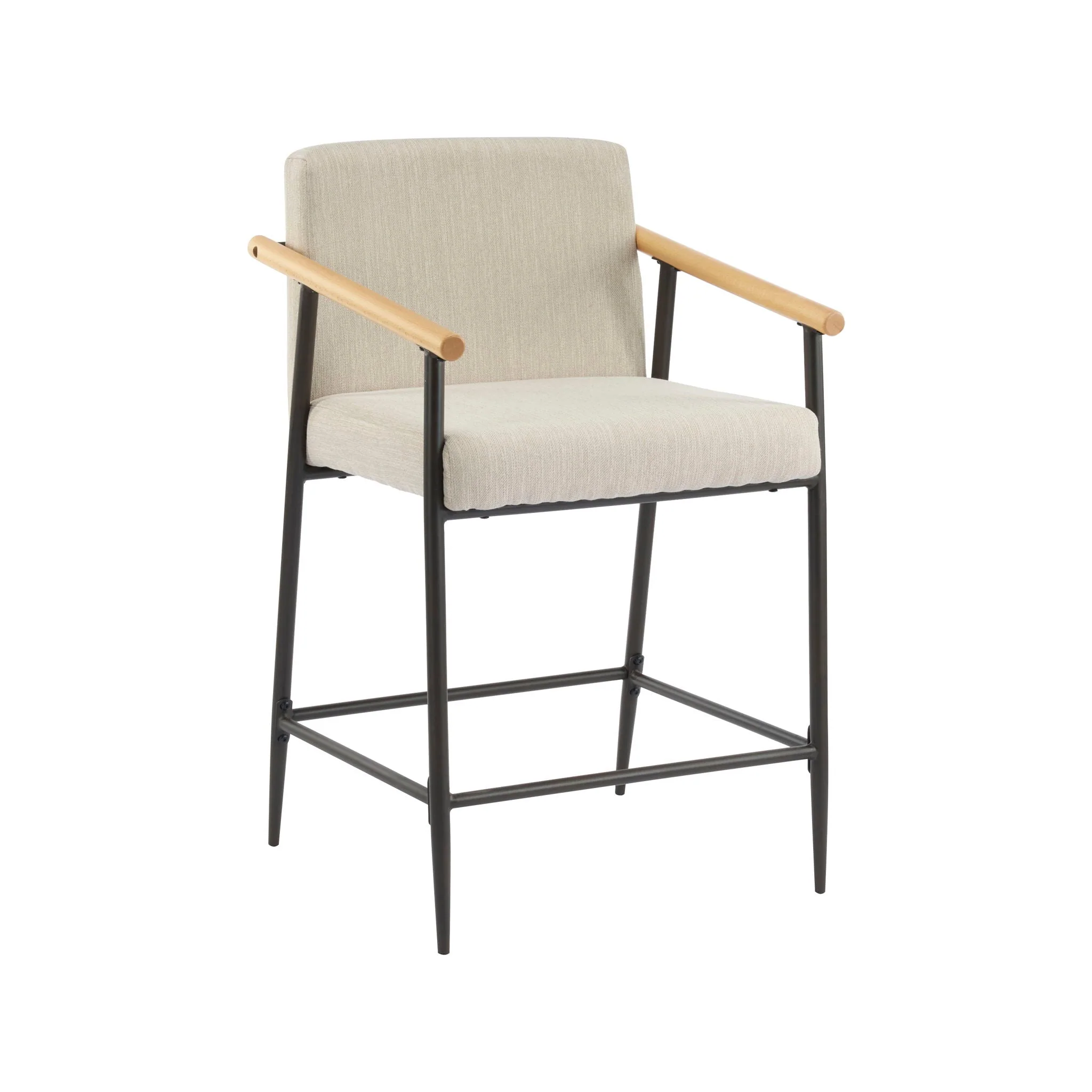 Mid Century Modern Counter Stool Set With Iron Frame - Image 3