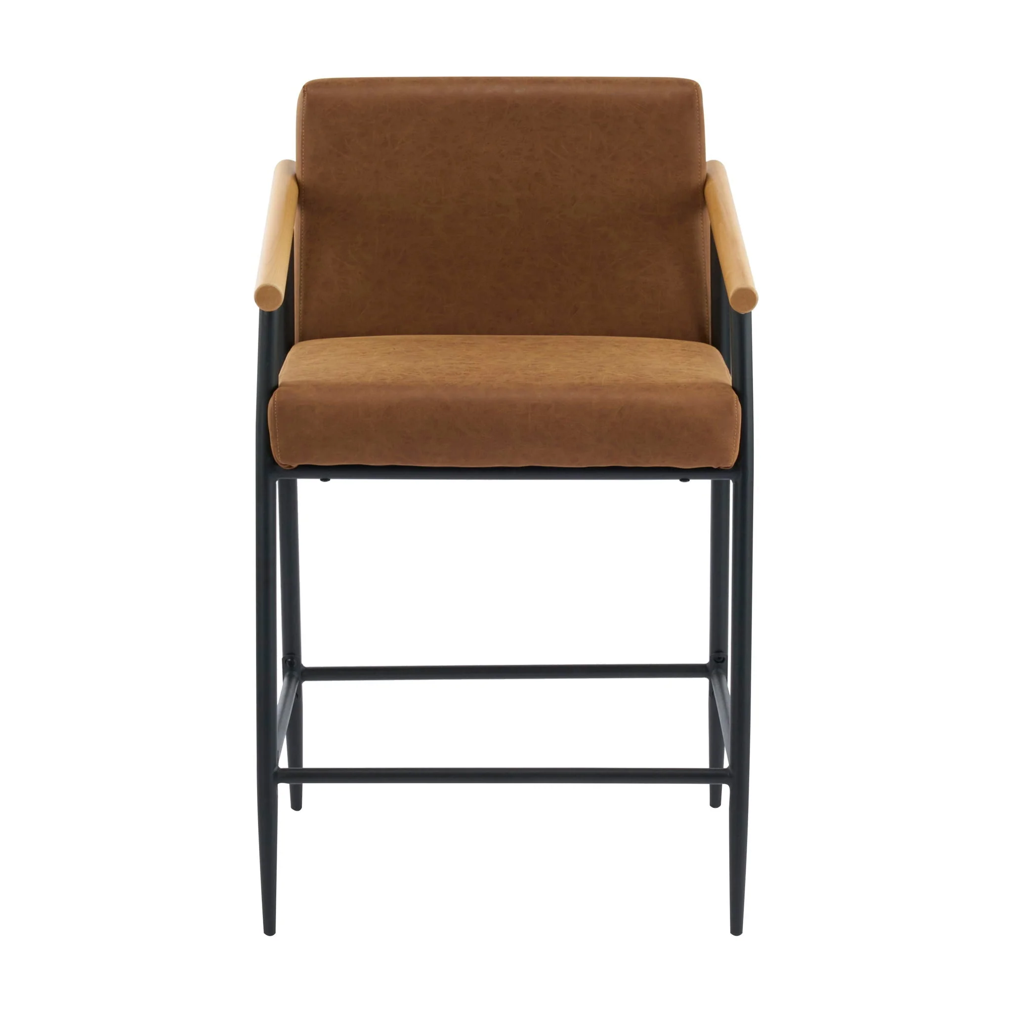 Mid Century Modern Counter Stool Set With Iron Frame - Image 5