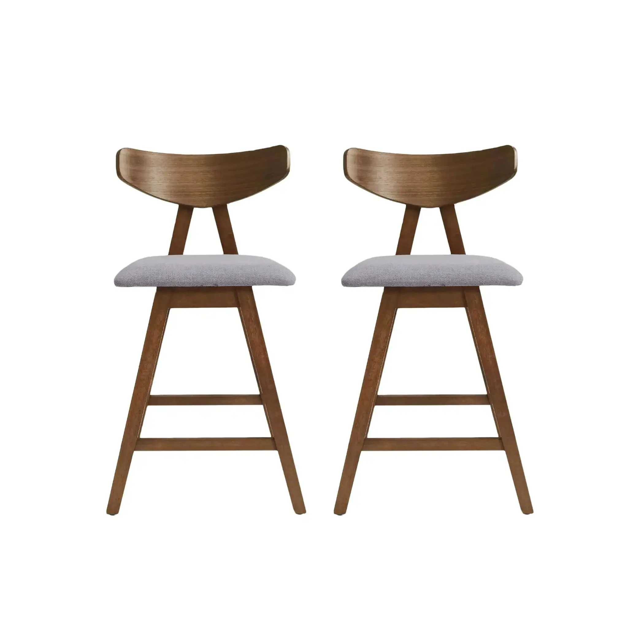 Mid Century Modern Counter Stool With V Shape Frame And Upholstered Seating - Image 2