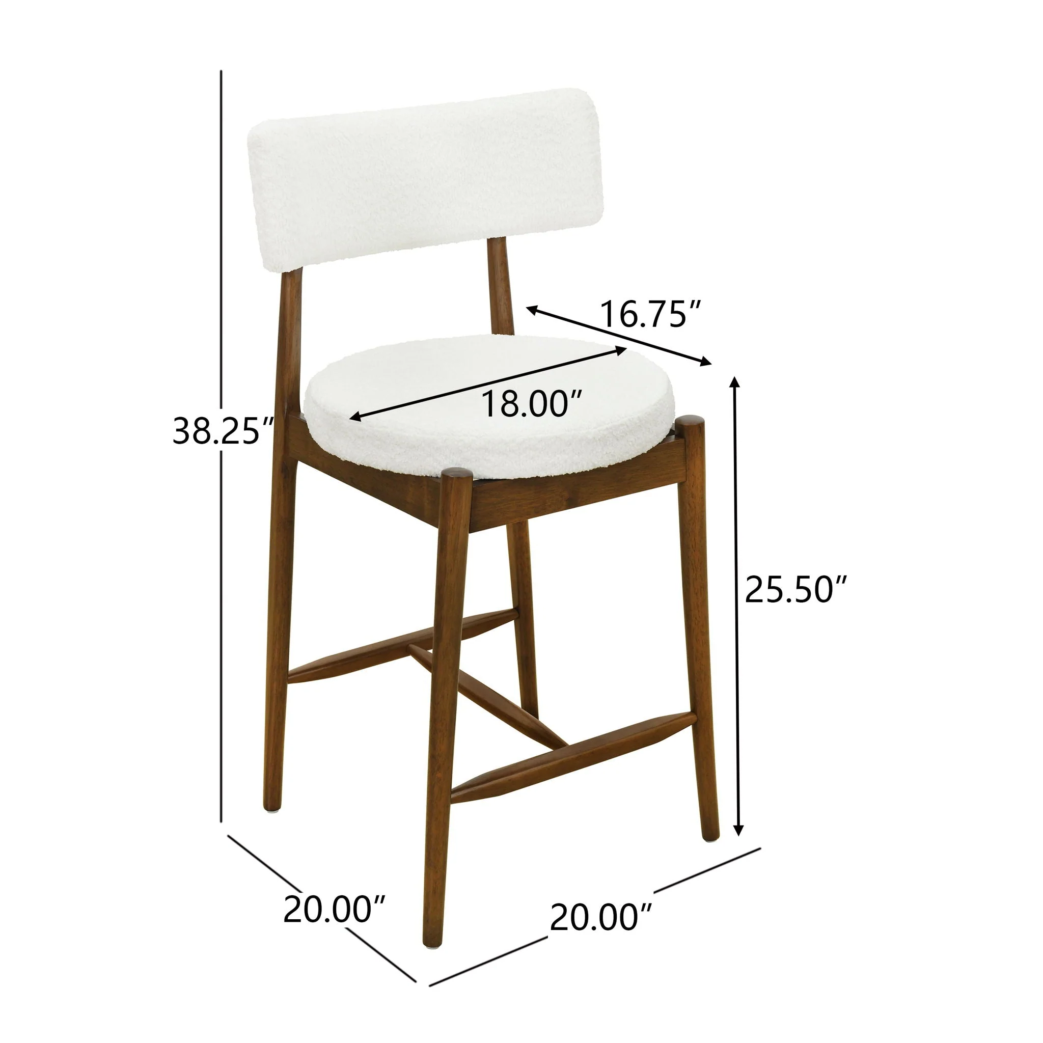 Mid Century Modern Counter Stools, Fabric Upholstered Chairs - Image 12