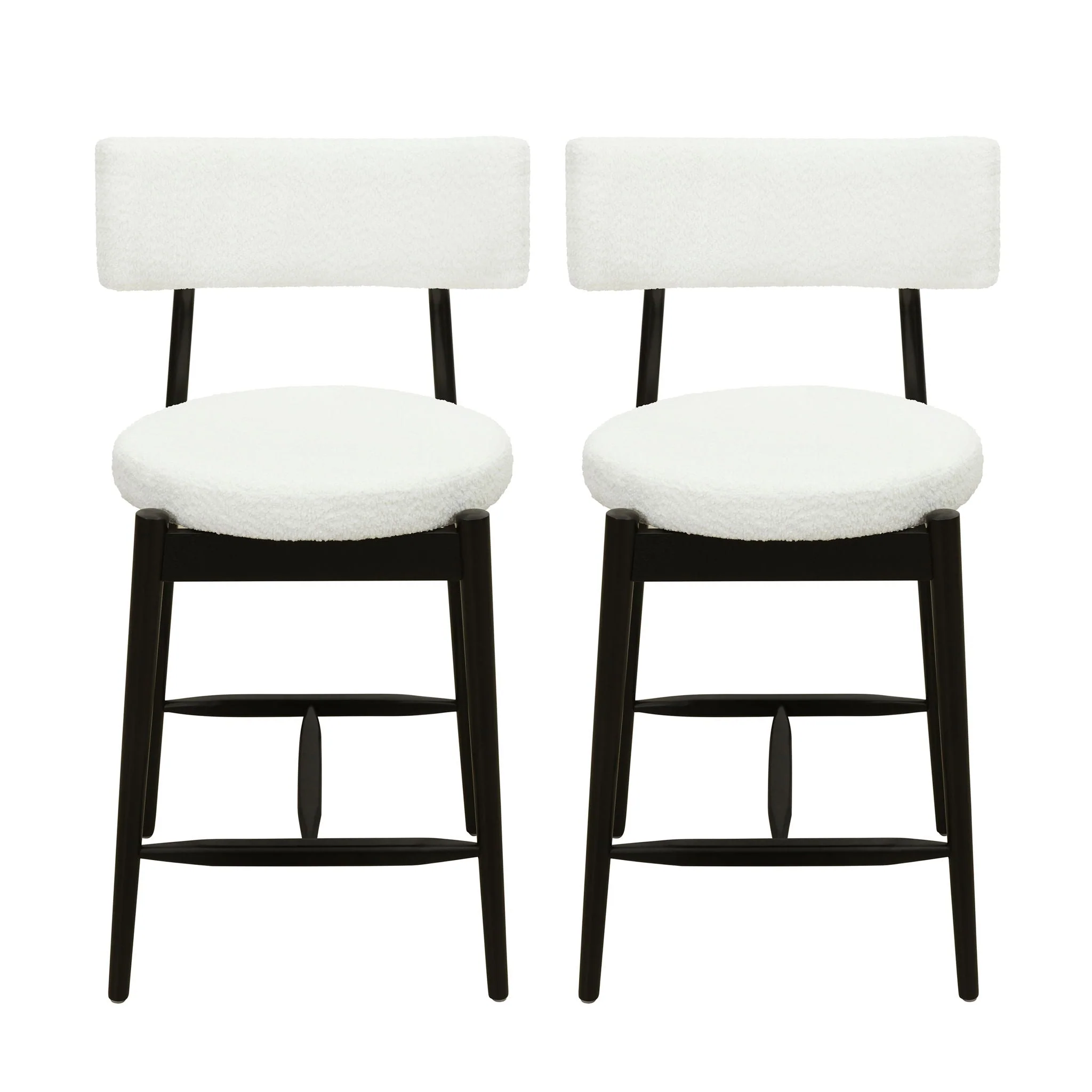 Mid Century Modern Counter Stools, Fabric Upholstered Chairs - Image 2