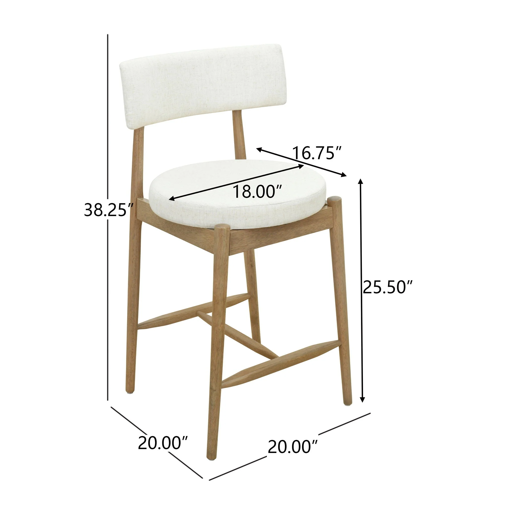 Mid Century Modern Counter Stools, Fabric Upholstered Chairs - Image 8