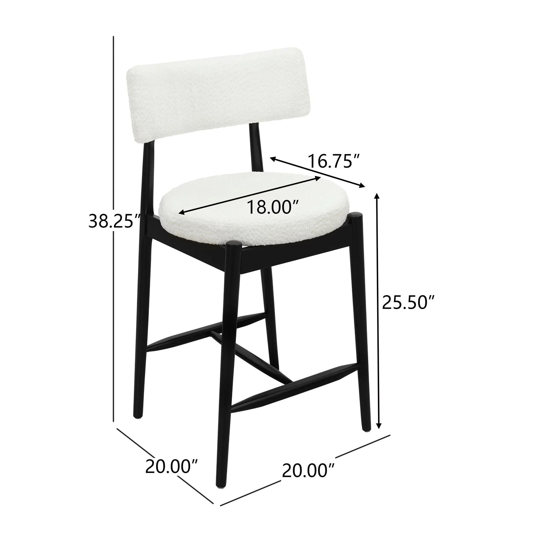 Mid Century Modern Counter Stools, Fabric Upholstered Chairs - Image 9