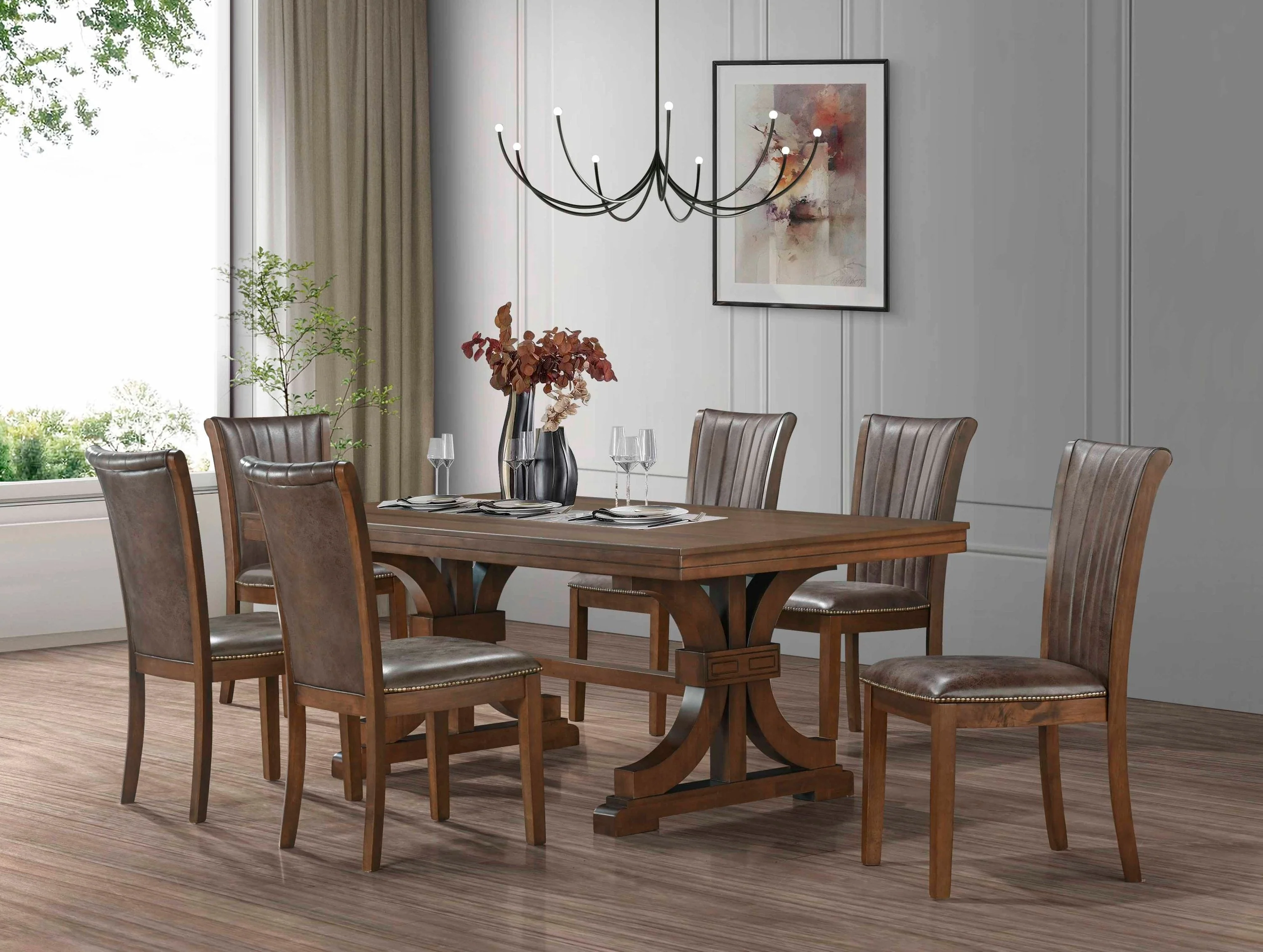 Mid Century Modern Dining Table Set for 7OAK - Image 7