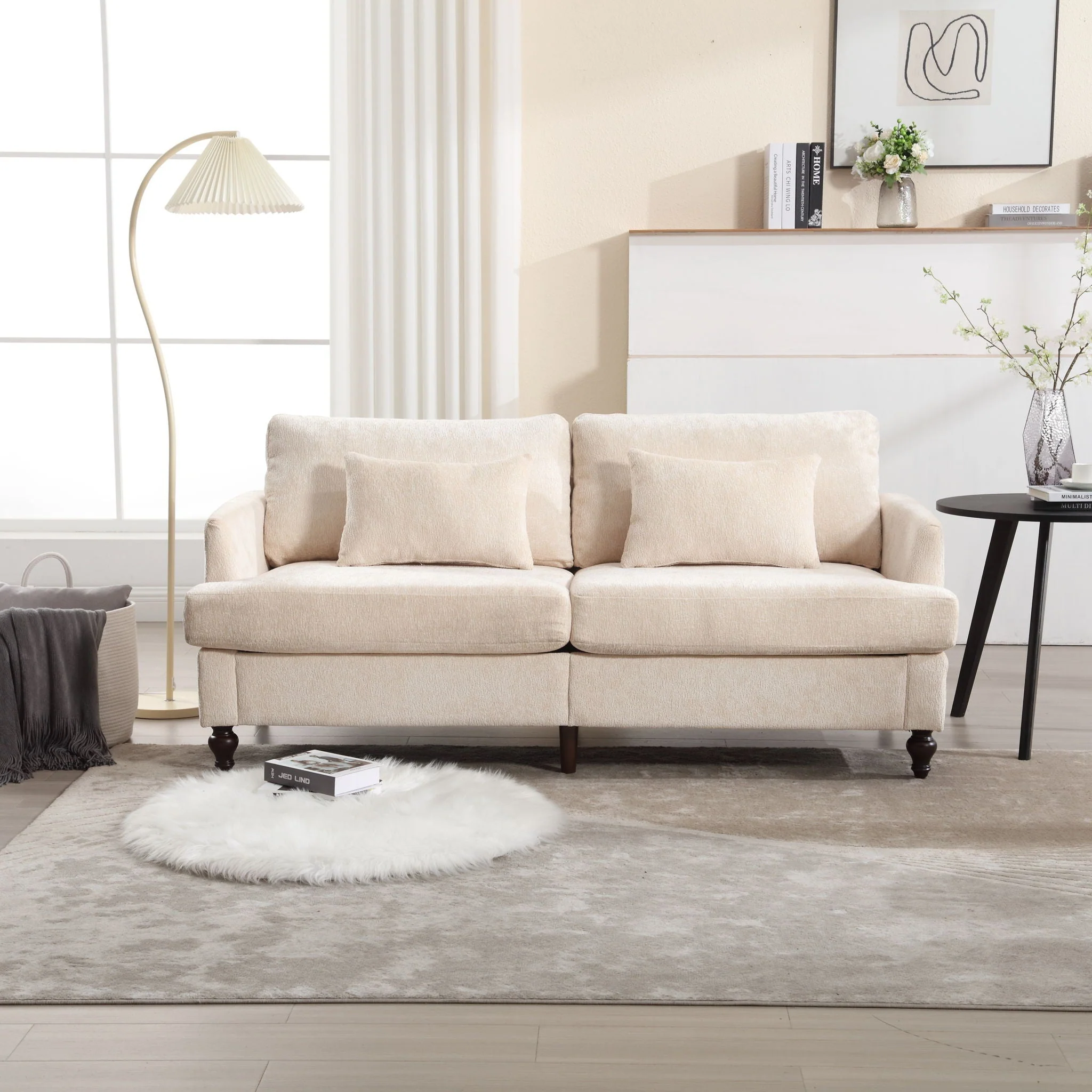 Mid Century Modern Fabric Loveseat Sofa, 2 Seat Upholstered Couch - Image 10