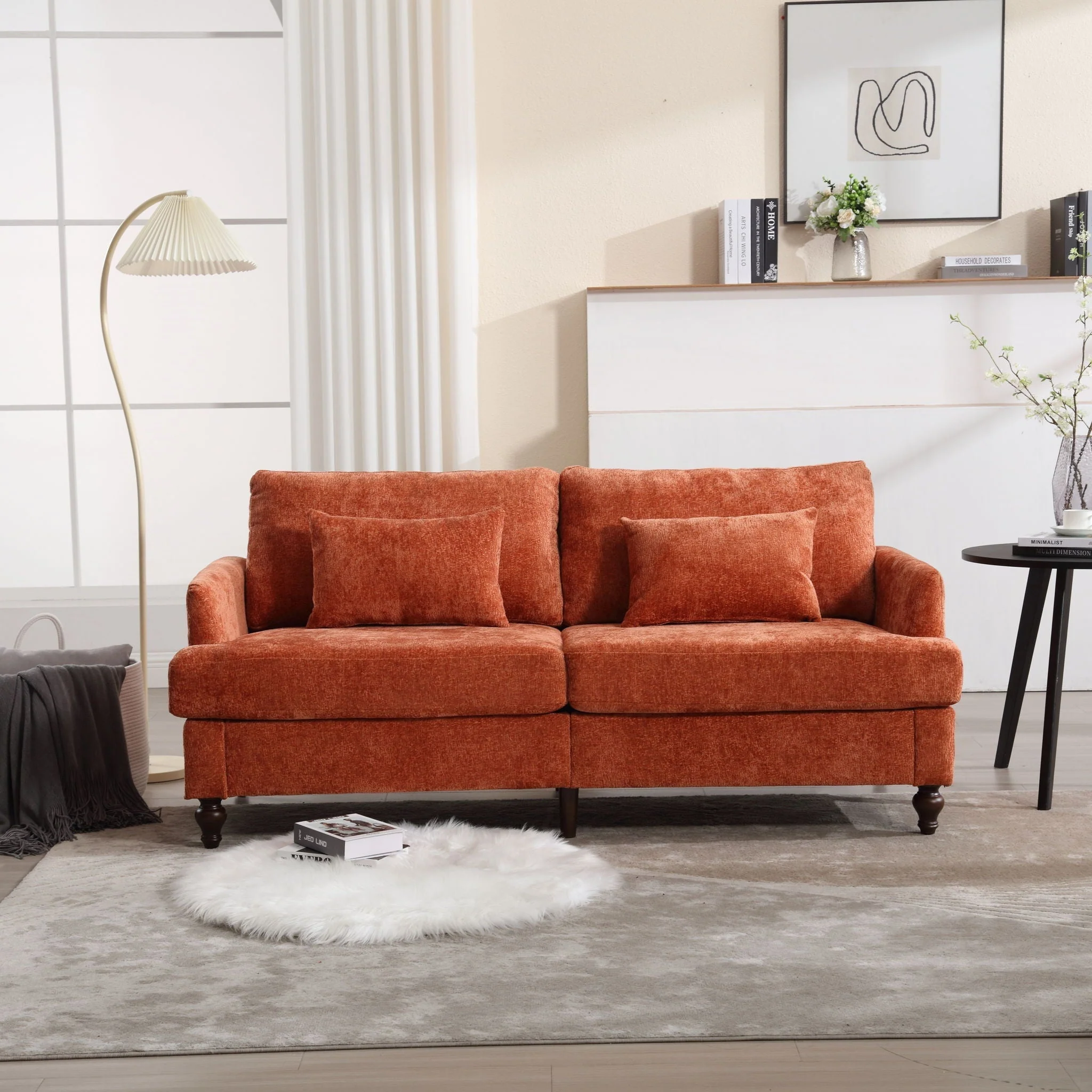 Mid Century Modern Fabric Loveseat Sofa, 2 Seat Upholstered Couch - Image 11