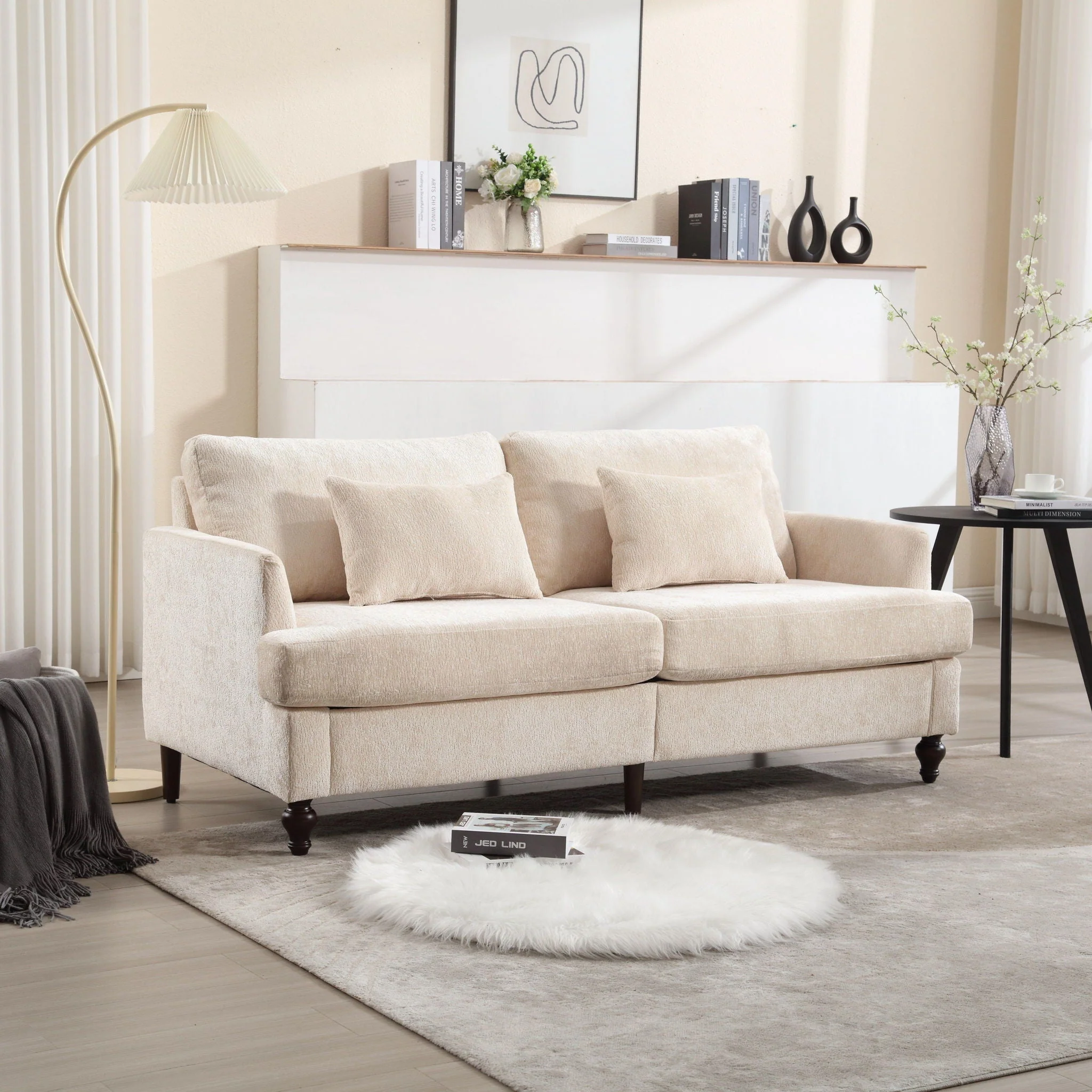 Mid Century Modern Fabric Loveseat Sofa, 2 Seat Upholstered Couch - Image 13
