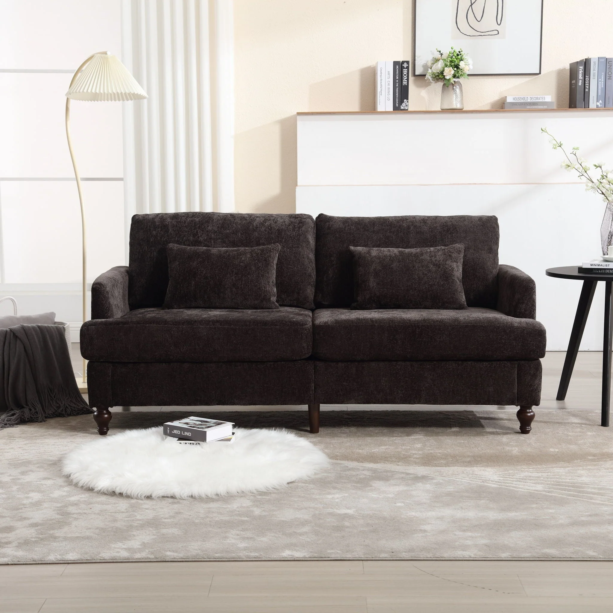 Mid Century Modern Fabric Loveseat Sofa, 2 Seat Upholstered Couch - Image 15