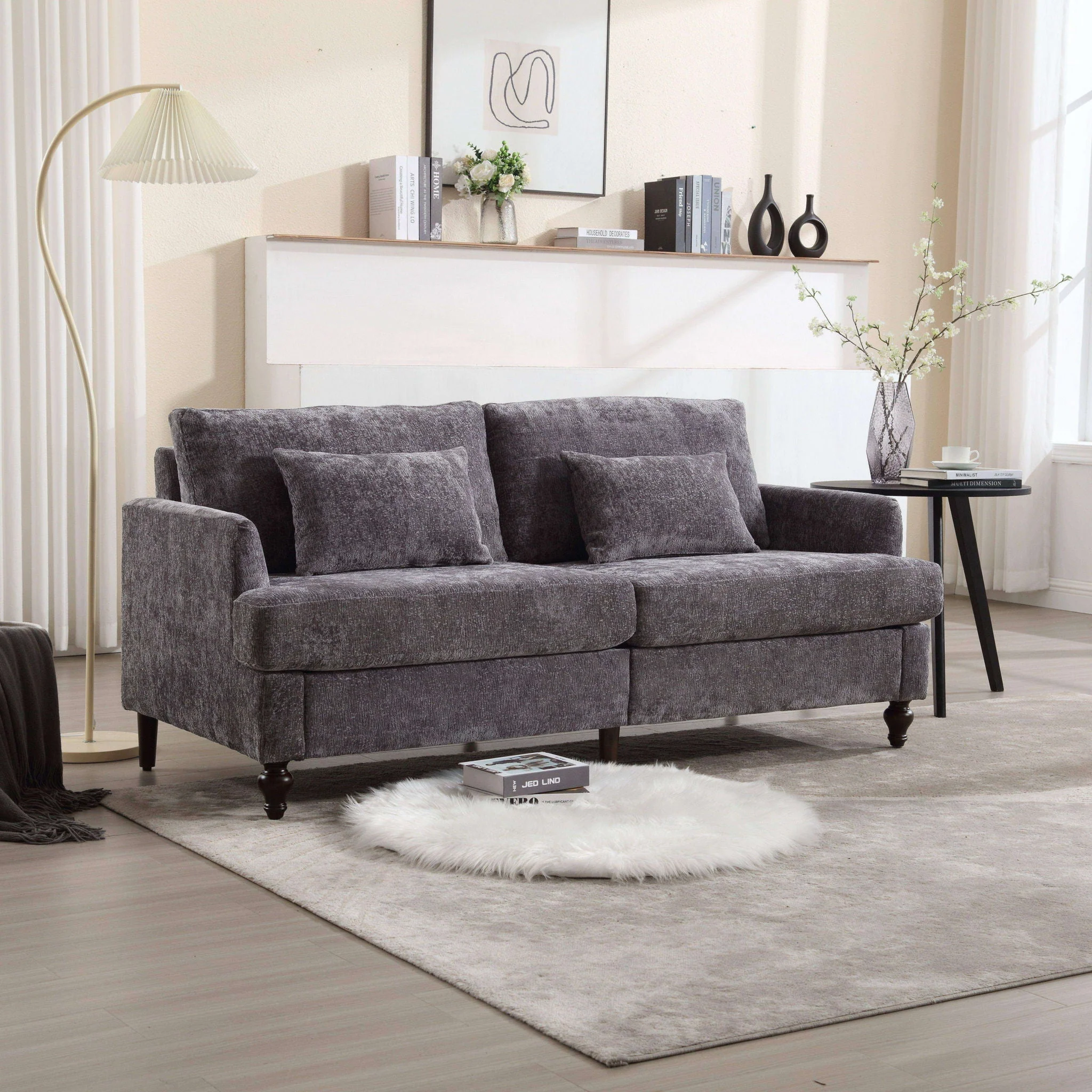 Mid Century Modern Fabric Loveseat Sofa, 2 Seat Upholstered Couch - Image 16