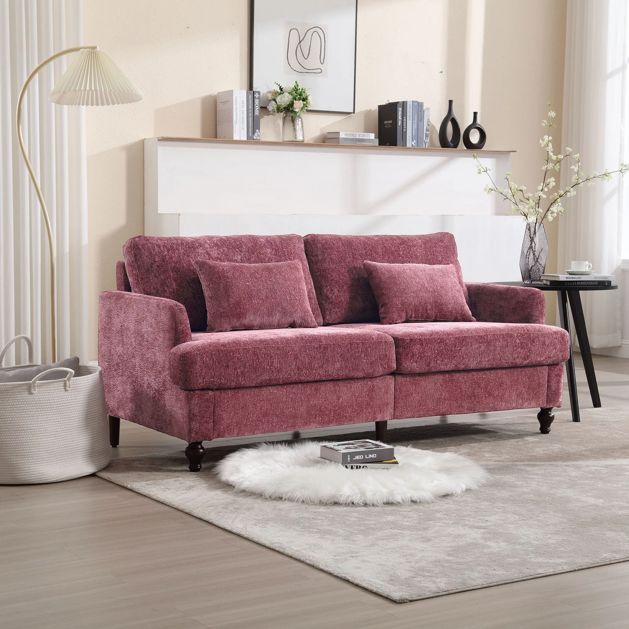 Mid Century Modern Fabric Loveseat Sofa, 2 Seat Upholstered Couch - Image 19