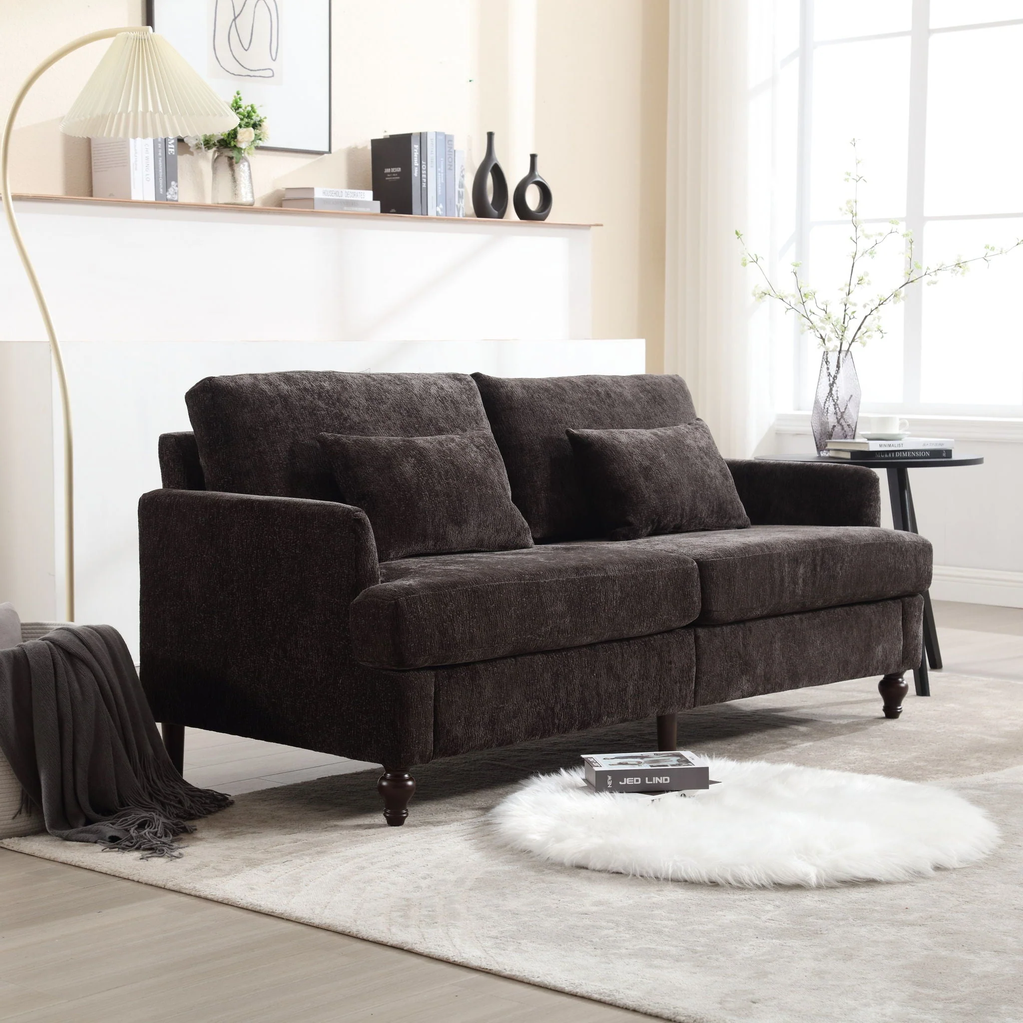 Mid Century Modern Fabric Loveseat Sofa, 2 Seat Upholstered Couch - Image 21