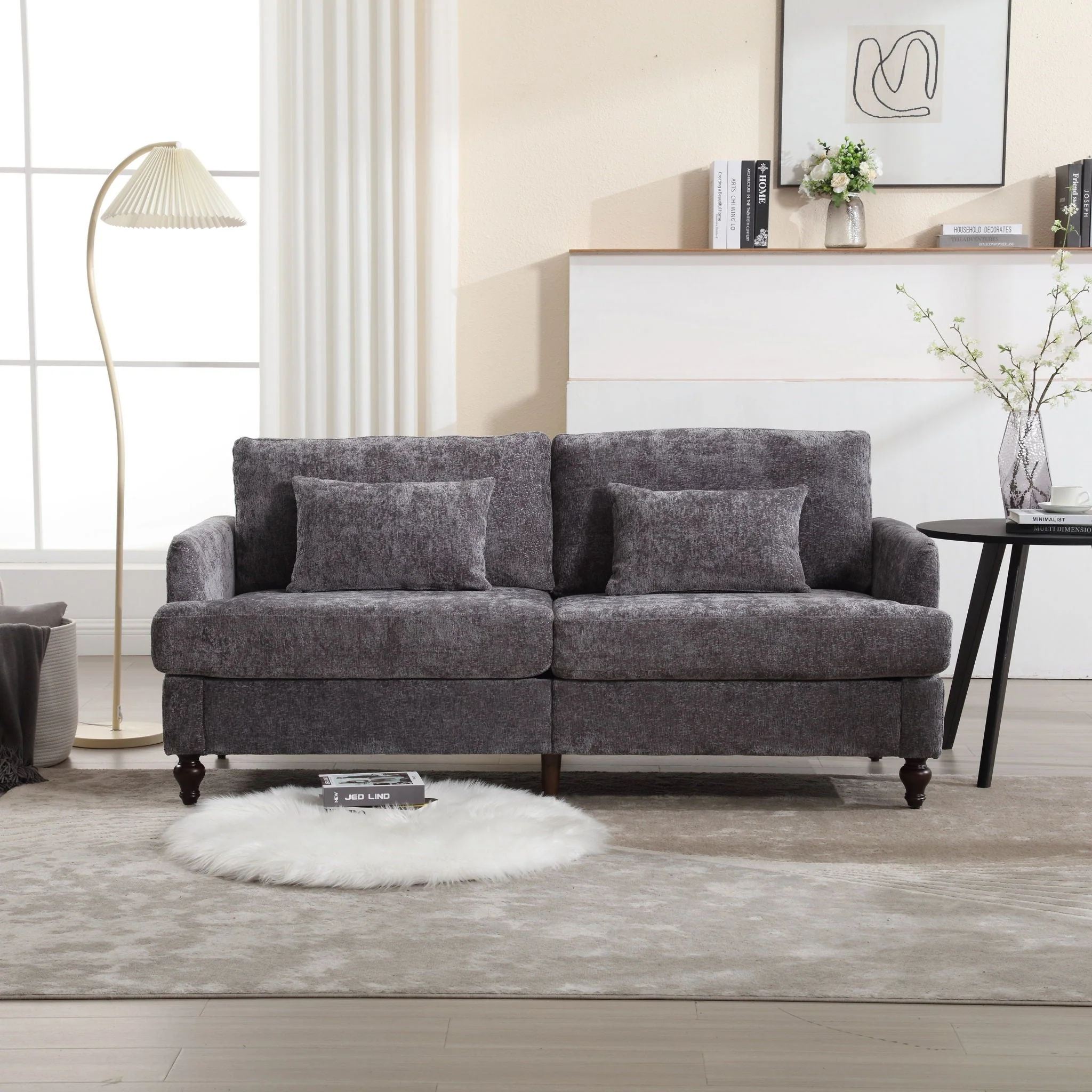 Mid Century Modern Fabric Loveseat Sofa, 2 Seat Upholstered Couch - Image 22