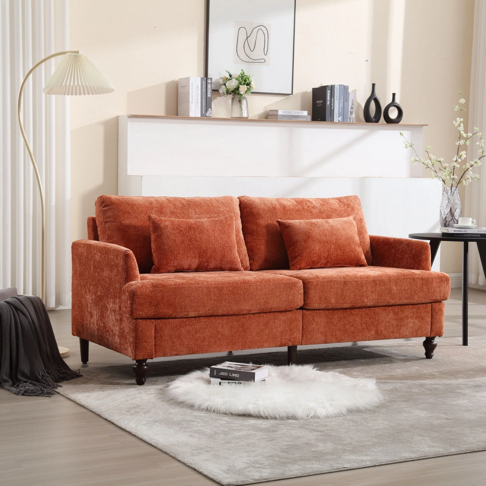 Mid Century Modern Fabric Loveseat Sofa, 2 Seat Upholstered Couch - Image 24