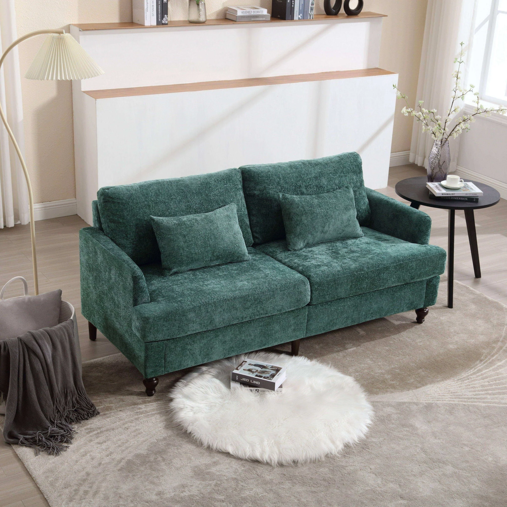 Mid Century Modern Fabric Loveseat Sofa, 2 Seat Upholstered Couch - Image 9