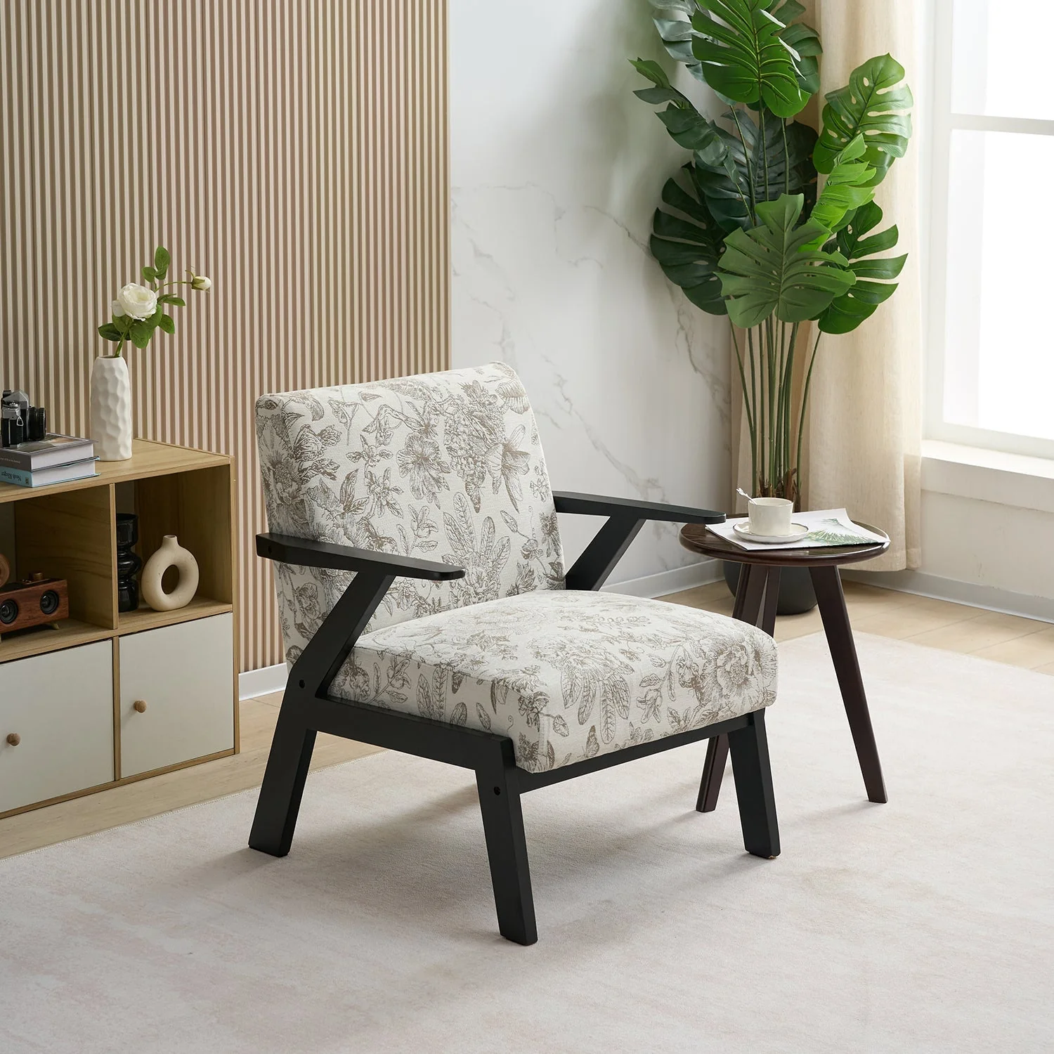 Mid-Century Modern Lounge Armchair - Seat Cushion (Beige + Grey) - Image 10