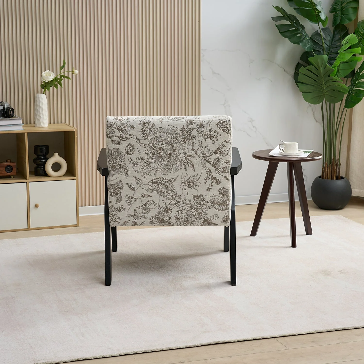 Mid-Century Modern Lounge Armchair - Seat Cushion (Beige + Grey) - Image 13