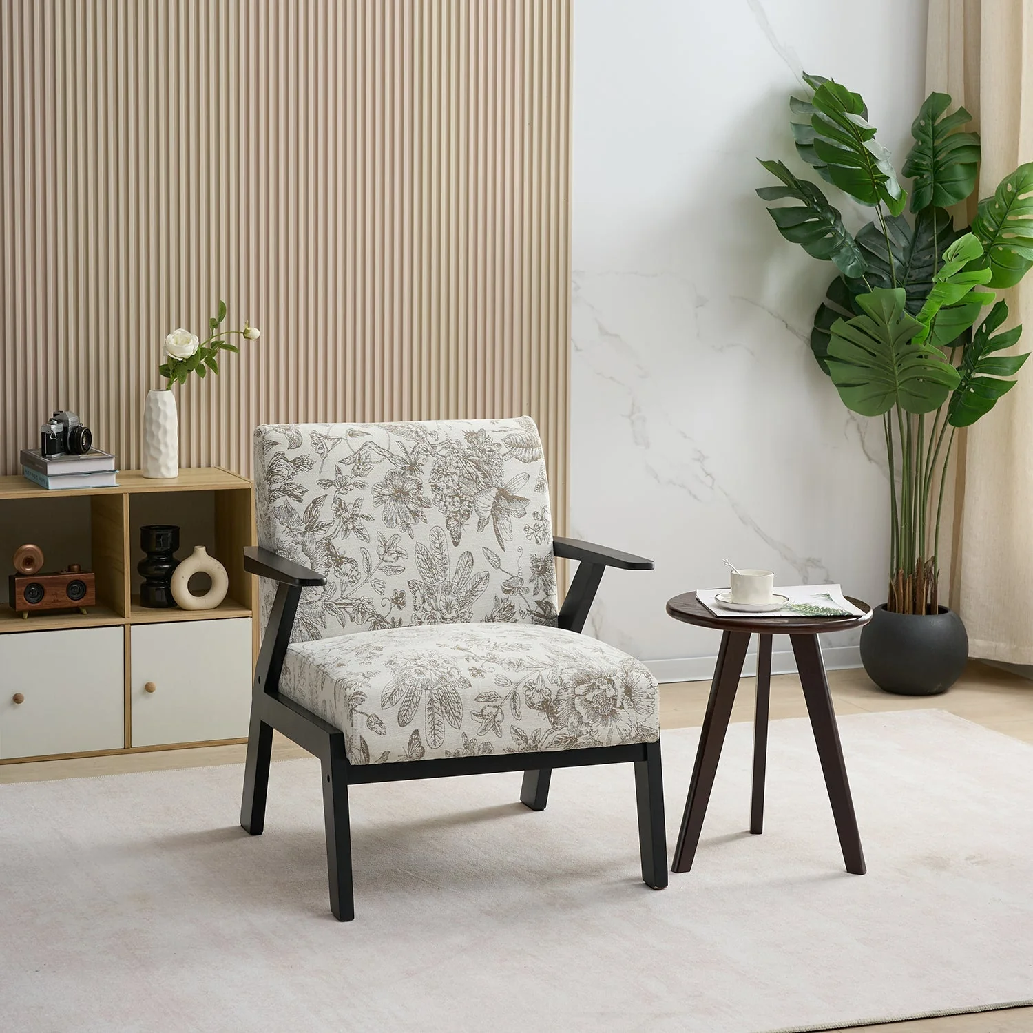 Mid-Century Modern Lounge Armchair - Seat Cushion (Beige + Grey) - Image 14