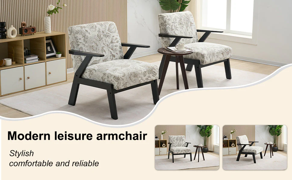 Mid-Century Modern Lounge Armchair - Seat Cushion (Beige + Grey) - Image 27